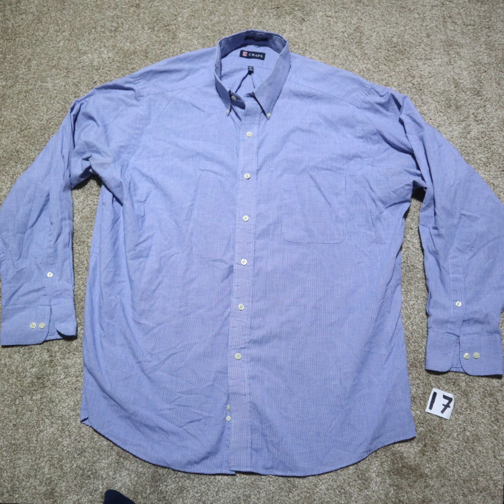Chaps VINTAGE Chaps Blue Checkered Long Sleeve Cotton Shirt Adult Men 17.5 Casual Size US XL / EU 56 / 4 - 2 Thumbnail