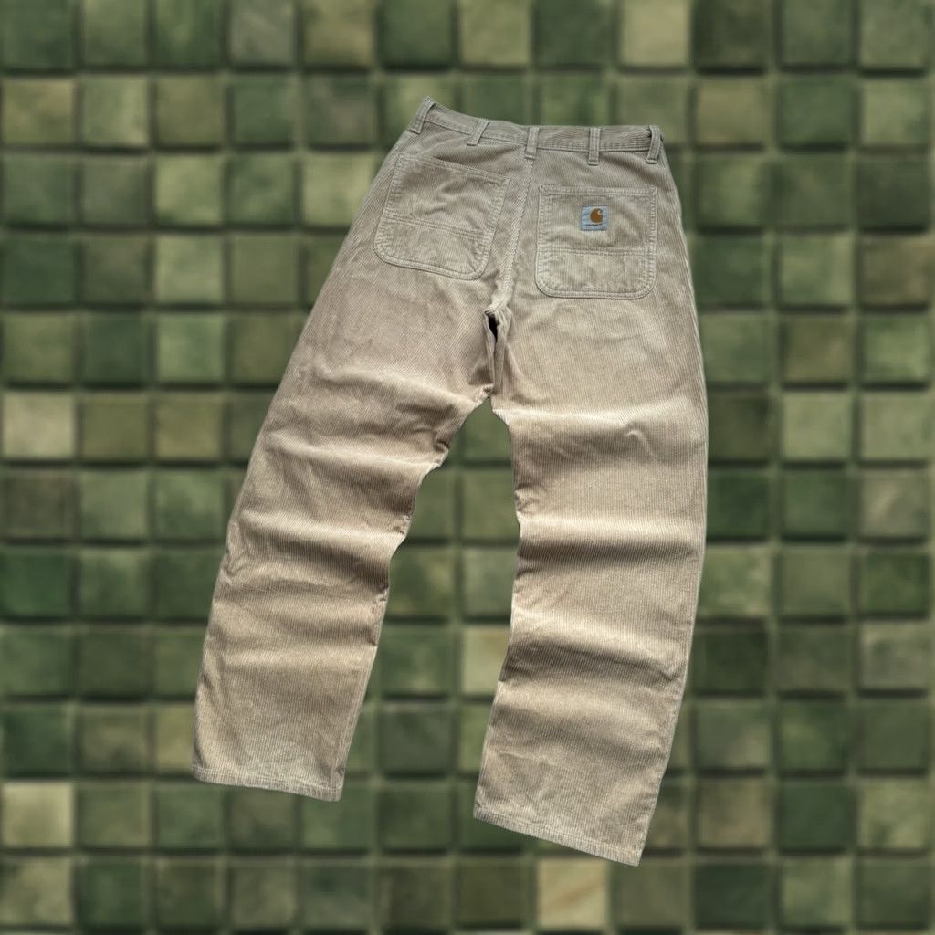 Carhartt Wip VINTAGE Carhartt WIP Corduroy Simple Pants Men Regular S Beige 90s 2000s Streetwear Logo Relaxed 29x32 Size US 29 - 1 Thumbnail