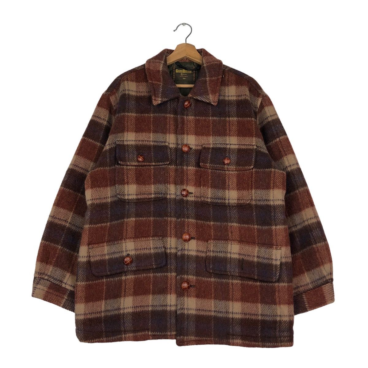 🔥Vtg Wool Shirt Jacket GangBuster Tartan Checked Design