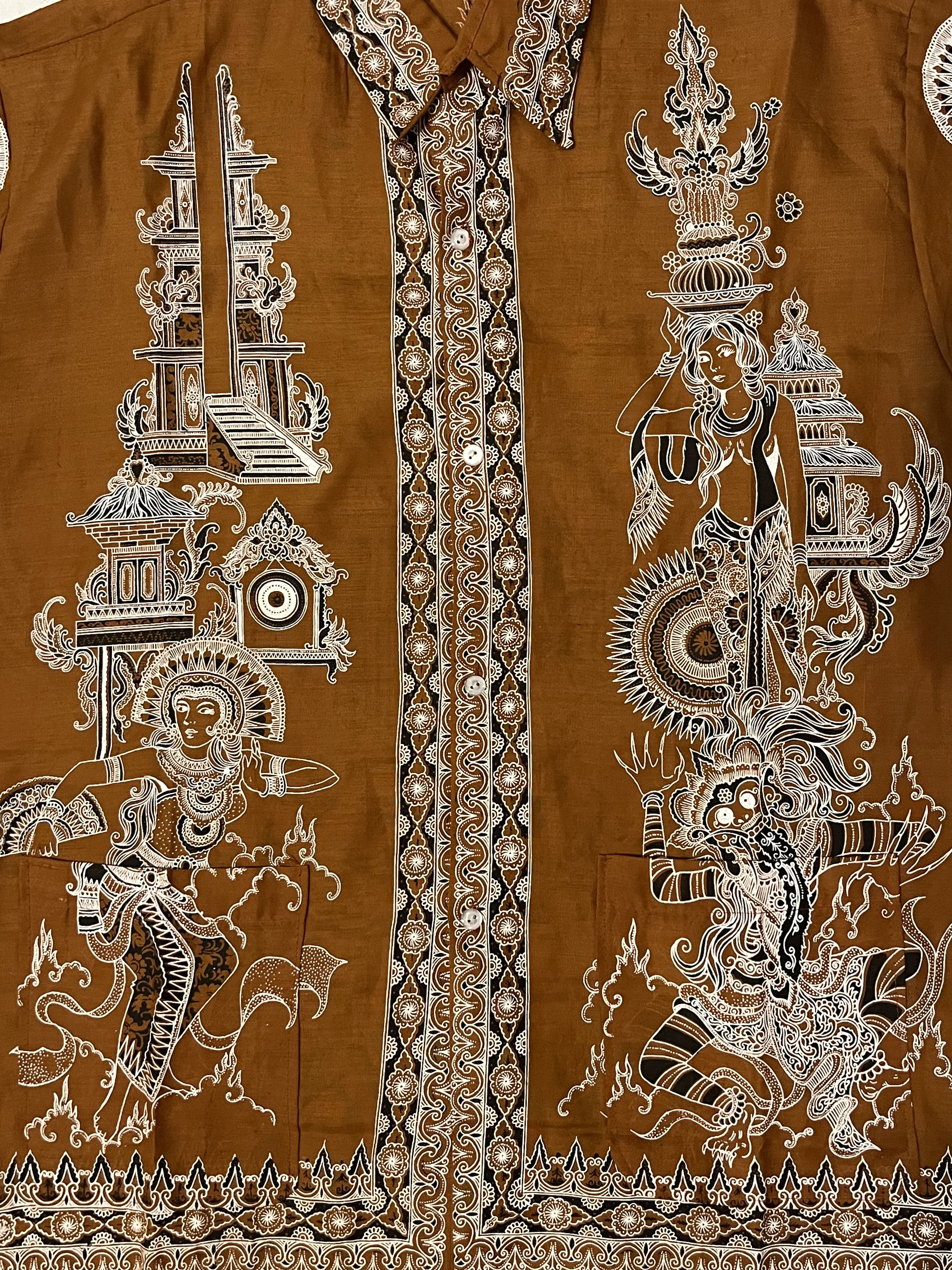 Japanese Brand × Vintage Vintage Linen Maya Fullprint Summer Shirts Size US XL / EU 56 / 4 - 6 Thumbnail