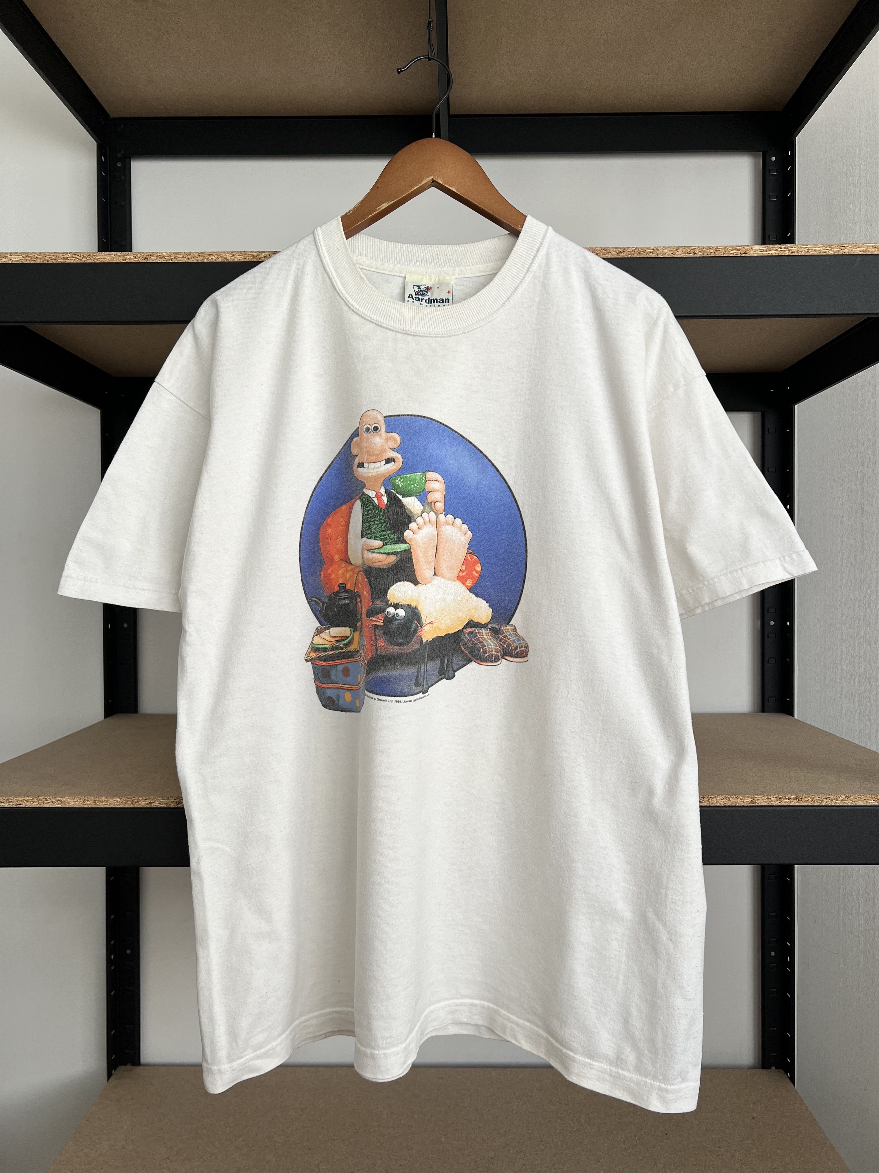 Cartoon Network Vintage 1989 Wallace and Gromit Cartoon BBC White T-shirt Size US XL / EU 56 / 4 - 1 Thumbnail