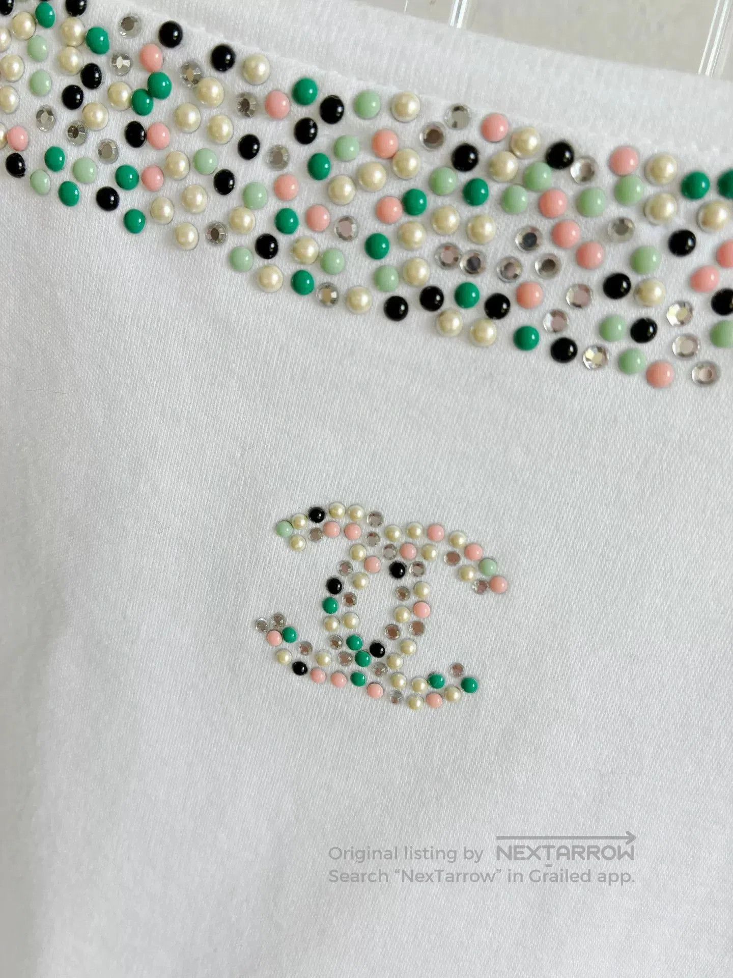 Chanel Chanel White Rhinestone T-shirt. Size XXS / US 00 / IT 34 - 5 Thumbnail