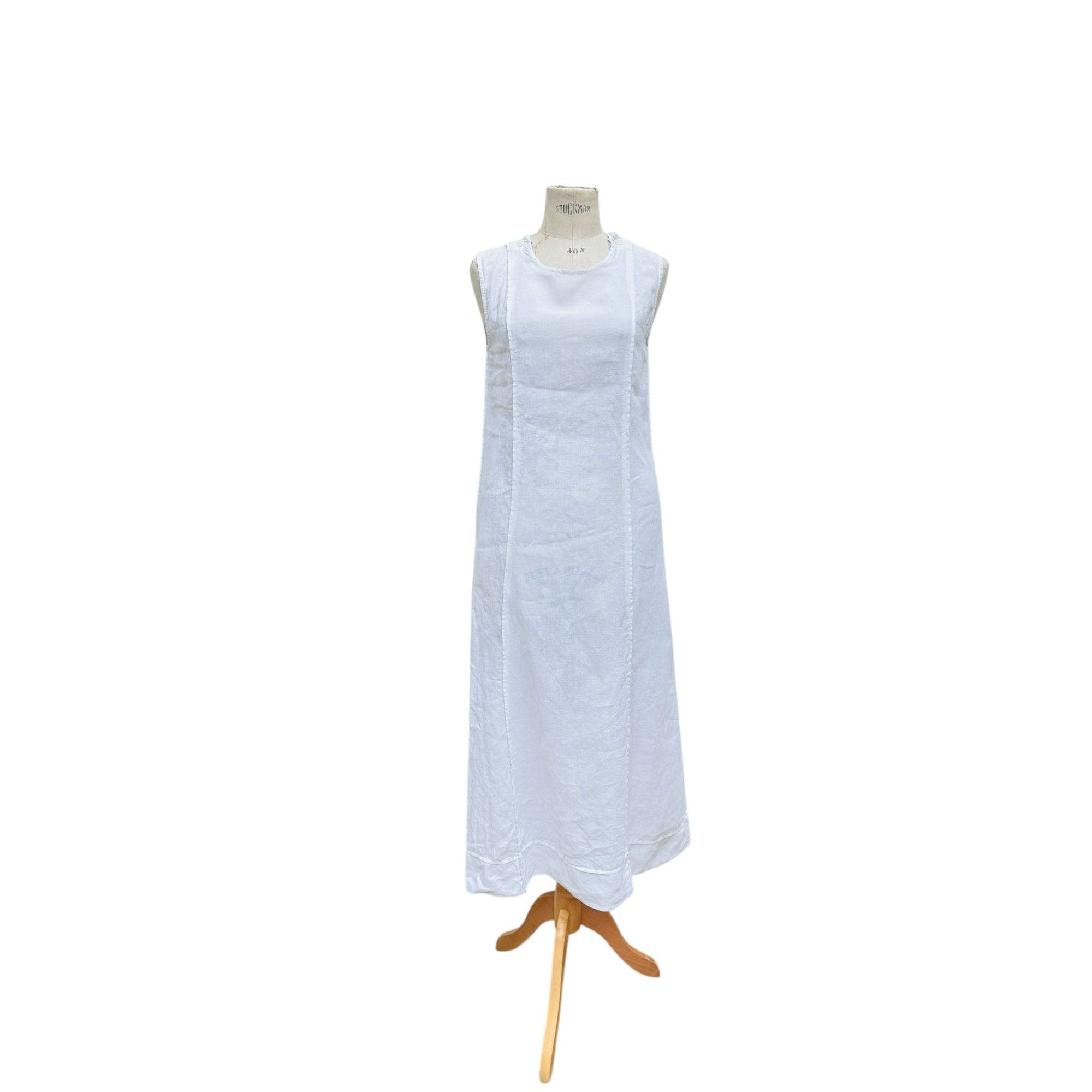 Issey Miyake White Linen Elongated Dress Size L / US 10 / IT 46 - 1 Thumbnail