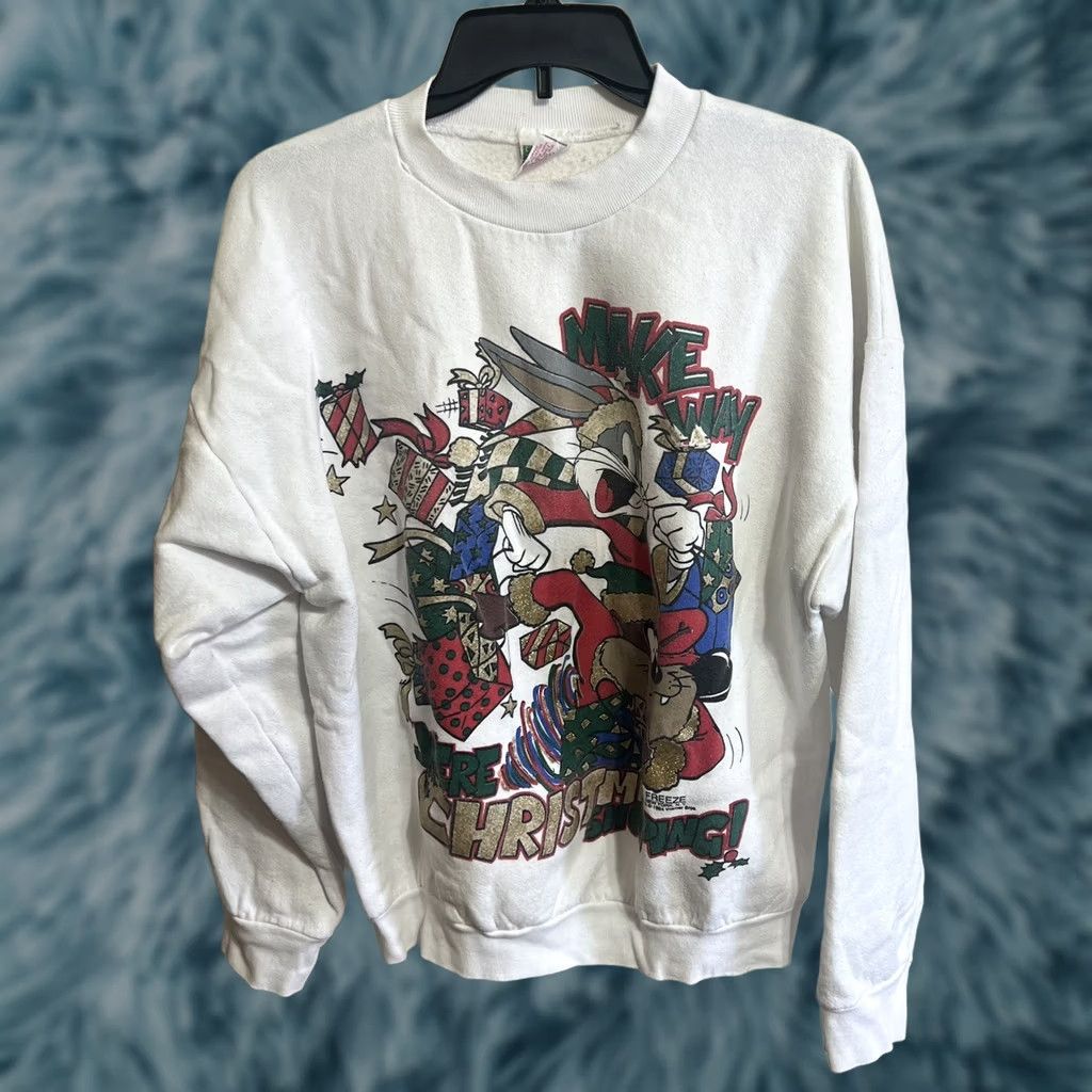 Vintage VINTAGE Freeze Sweatshirt Bugs Bunny Christmas 1994 XL White Men XL Christmas Bugs Bunny 90s Pullover Mens Size US XL / EU 56 / 4 - 1 Thumbnail