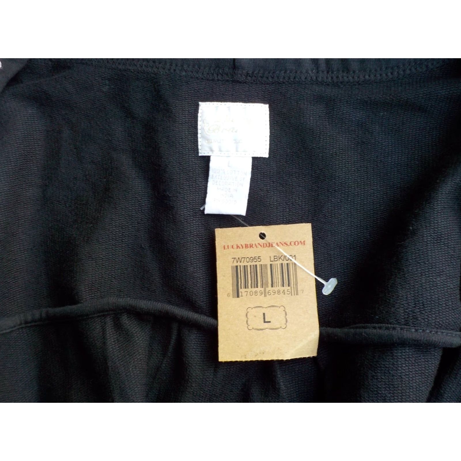 Lucky Brand Lucky Brand Knit Blazer Black with Ivory Embroidered Trim Open Blazer L Womens Knits Size L / US 10 / IT 46 - 4 Thumbnail