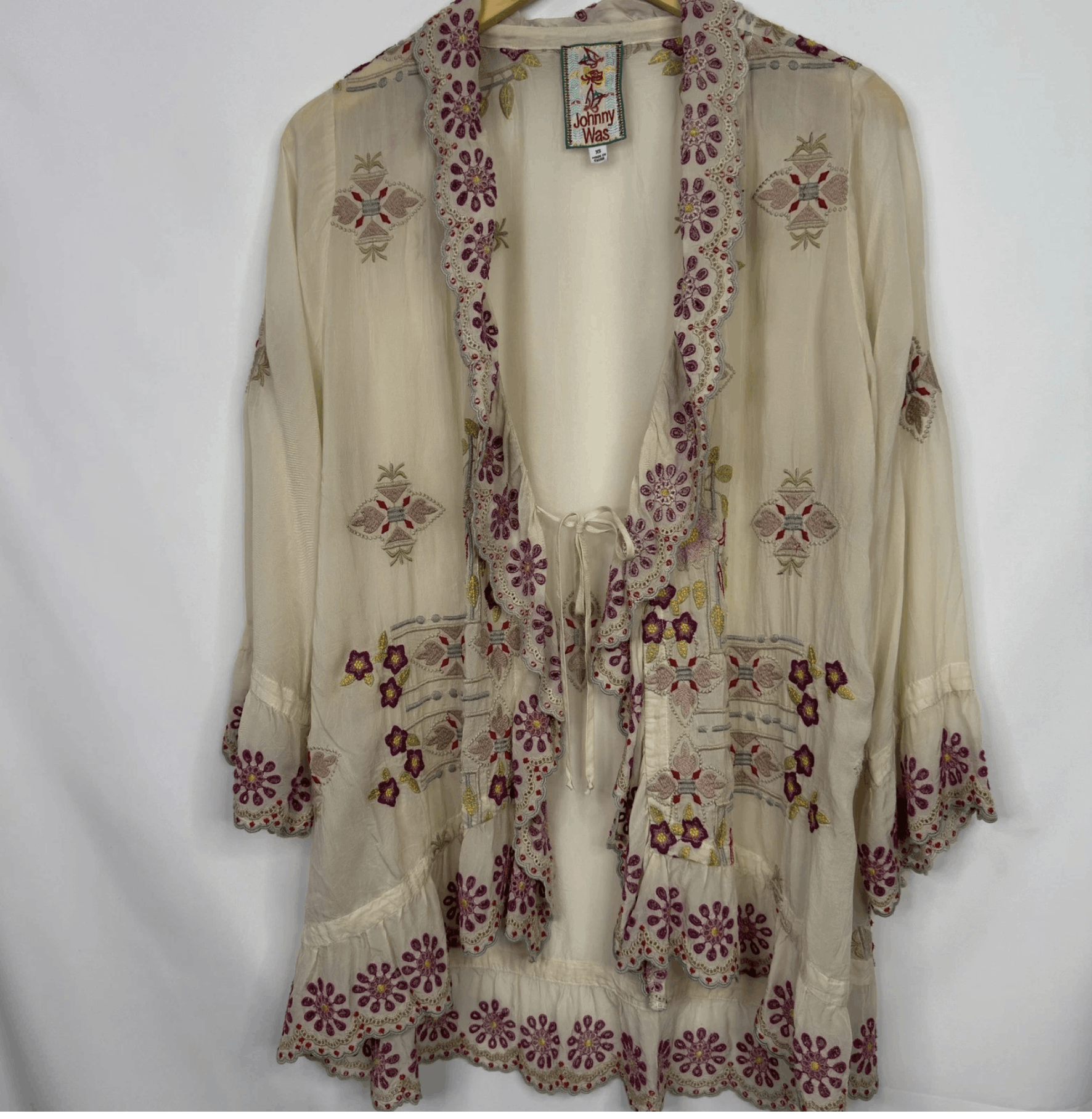Johnny Was Johnny Was Embroidered Boho Kimono Jacket Size XS / US 0-2 / IT 36-38 - 7 Thumbnail