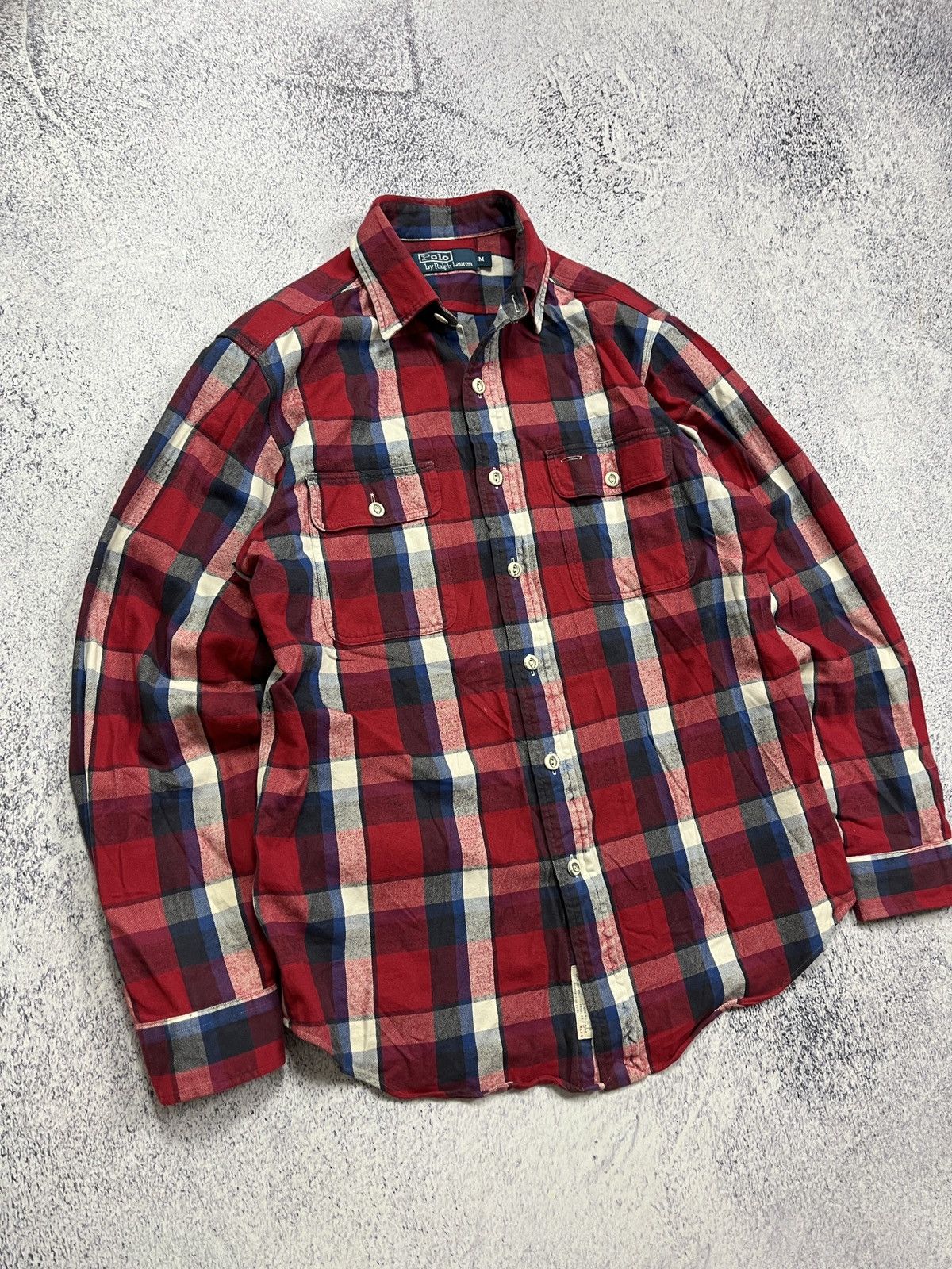 Polo Ralph Lauren × Ralph Lauren × Vintage Polo Ralph Lauren US Naval Res. Plaid Cheked Shirt Flannel Size US M / EU 48-50 / 2 - 5 Thumbnail