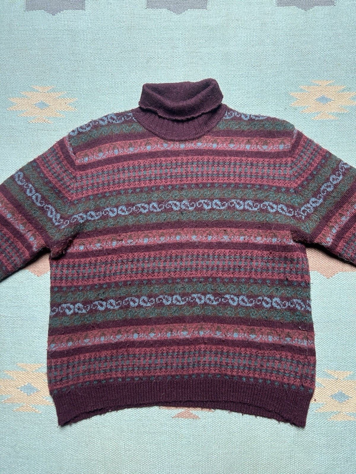 Vintage Eddie Bauer wool alpaca sweater turtleneck fair isle Medium Size M / US 6-8 / IT 42-44 - 2 Thumbnail