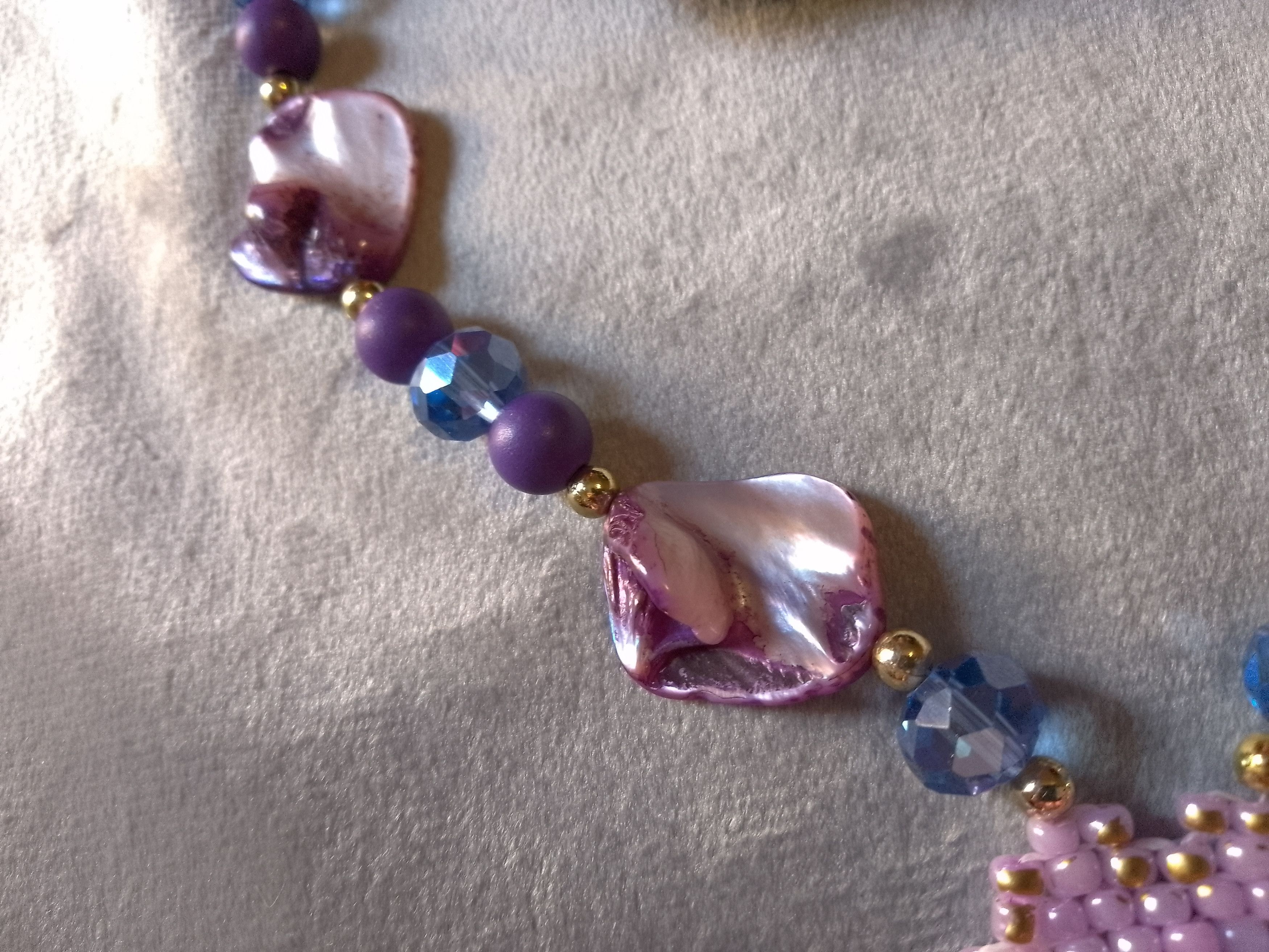 Handmade Necklace Flower Pendant Mother of Pearl Earrings Vintage Size ONE SIZE - 9 Thumbnail