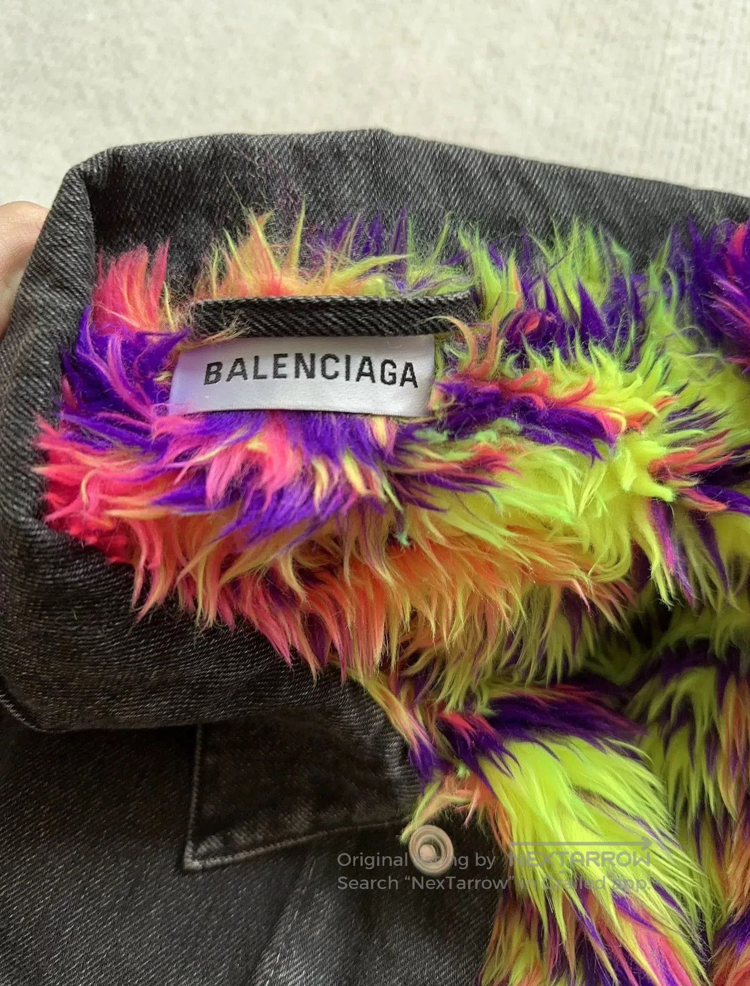 Balenciaga Balenciaga Colorful Runway Fur Denim Jacket. Size US M / EU 48-50 / 2 - 3 Thumbnail