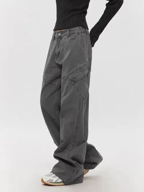 VIBE Vintage washed straight leg curved blade baggy jeans Size US 32 / EU 48 - 1 Thumbnail