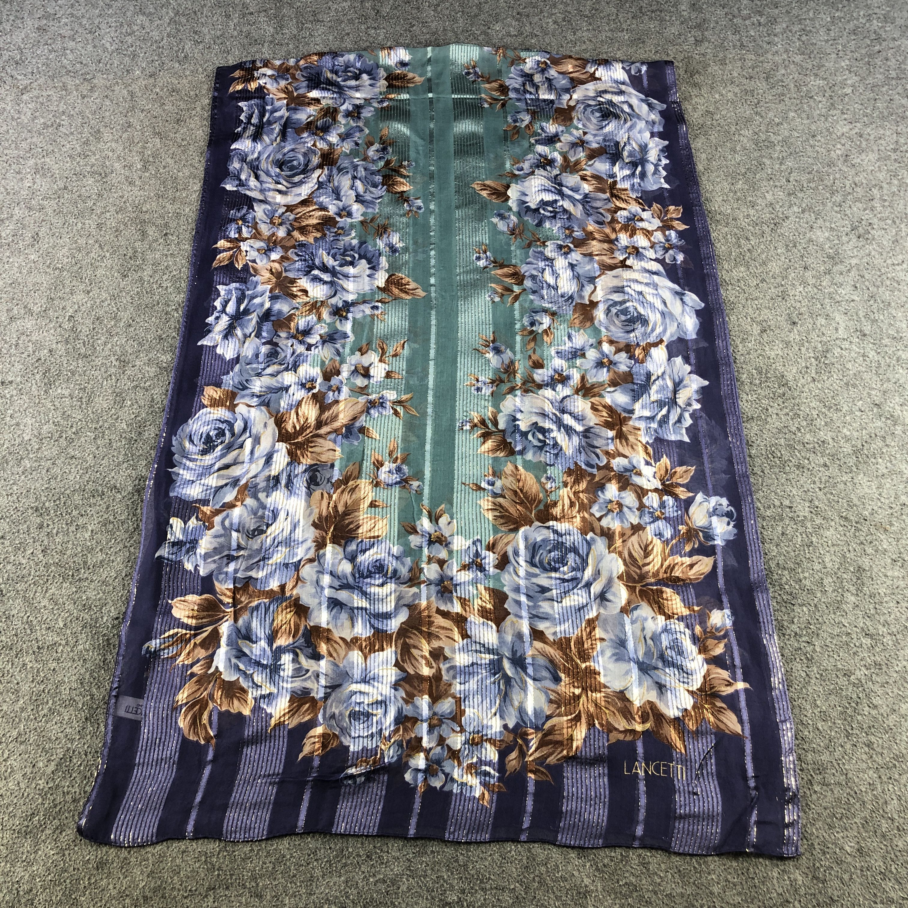 Lui di Lancetti Lancetti Floral Silk Stole Silk Scarf M1092 Size ONE SIZE - 2 Thumbnail