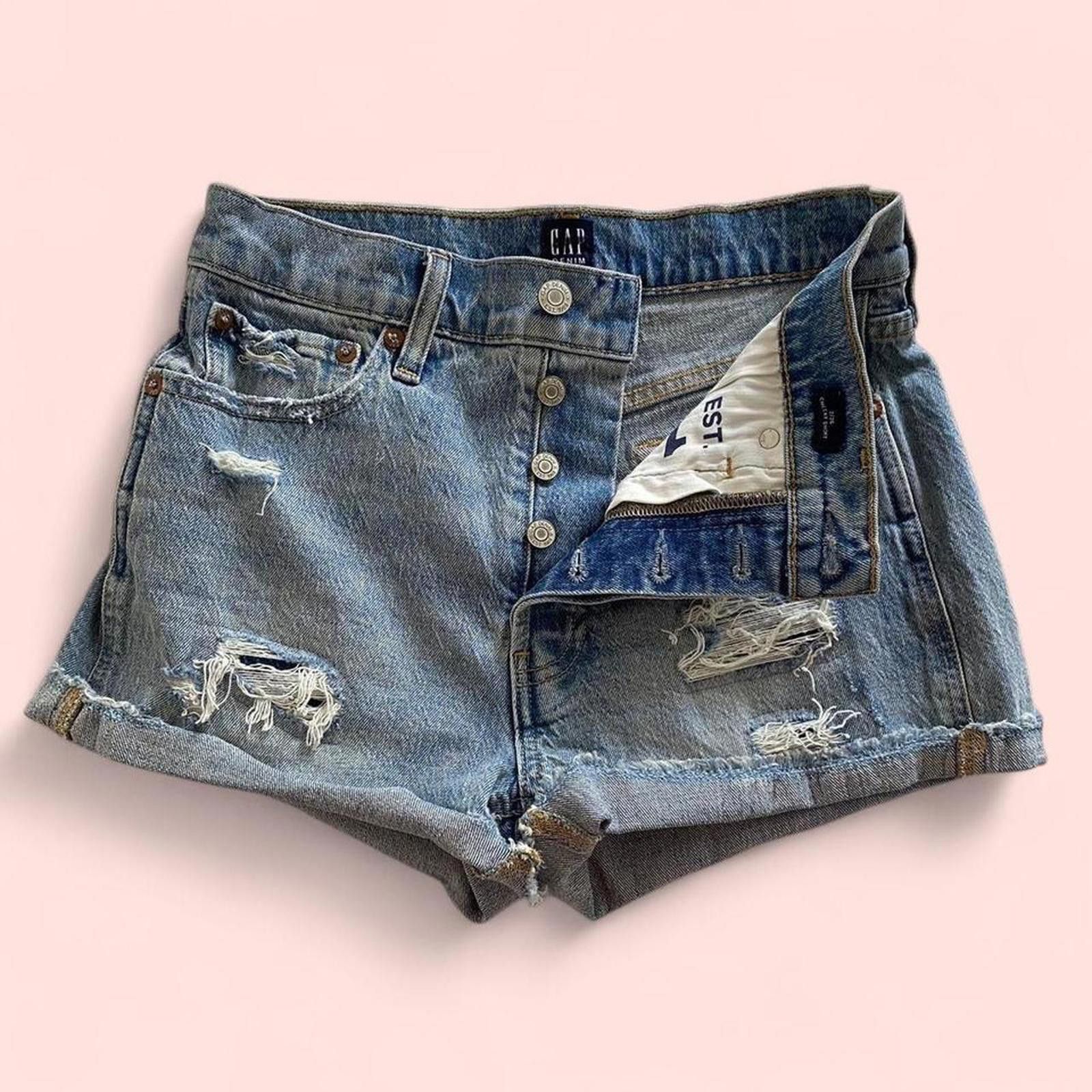 Gap Gap blue denim shorts-high waist Size 27" / US 4 / IT 40 - 2 Thumbnail