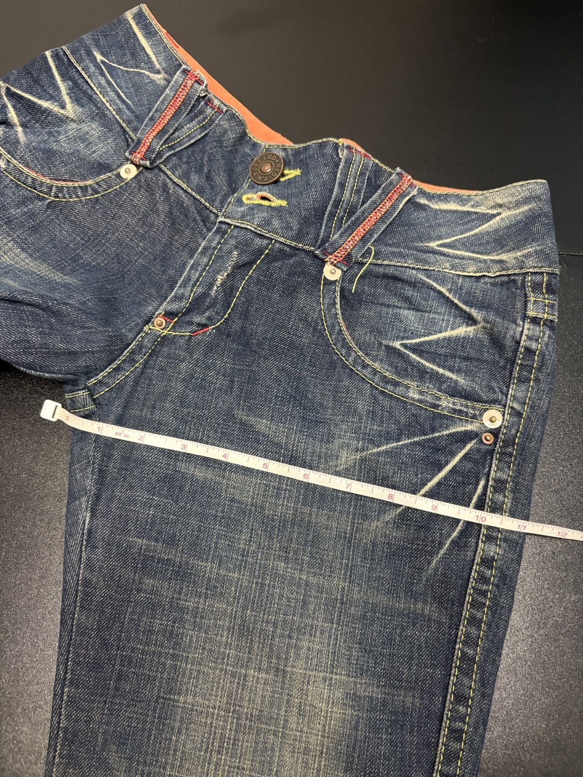 Japanese Brand Y2K Red Pepper Wide Flare Denim Jeans Size 30" / US 8 / IT 44 - 12 Thumbnail