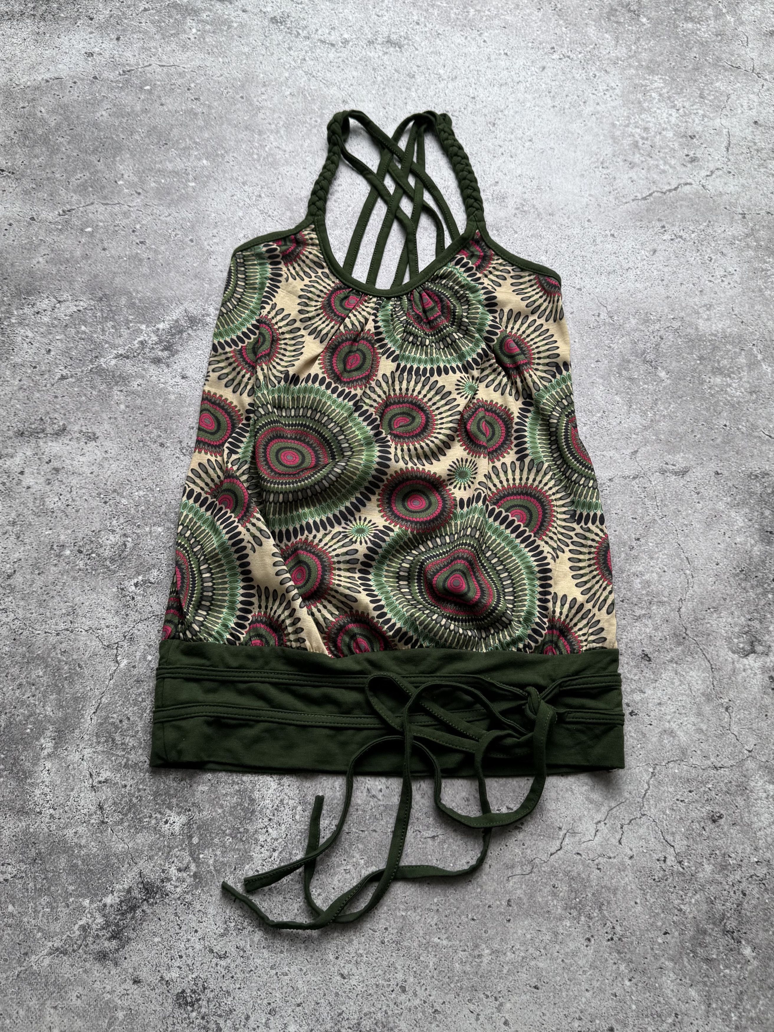 Vintage Vintage Boho Tank Top Strappy Back Tie Waist Abstract Print Size XS / US 0-2 / IT 36-38 - 1 Thumbnail