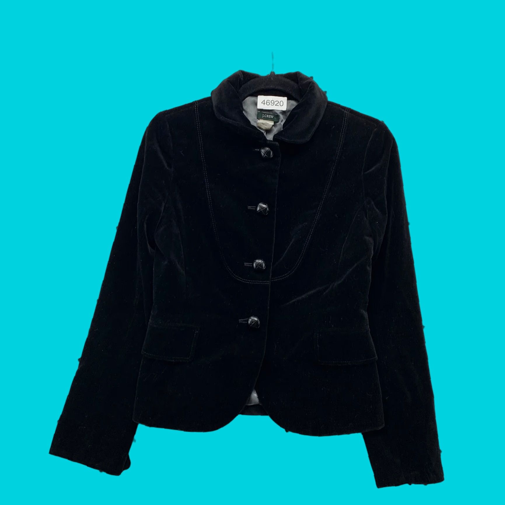 Velvet VINTAGE J CREW Velvet Blazer Womens 0 Black Collared Business Work Lined Size XXS / US 00 / IT 34 - 1 Thumbnail