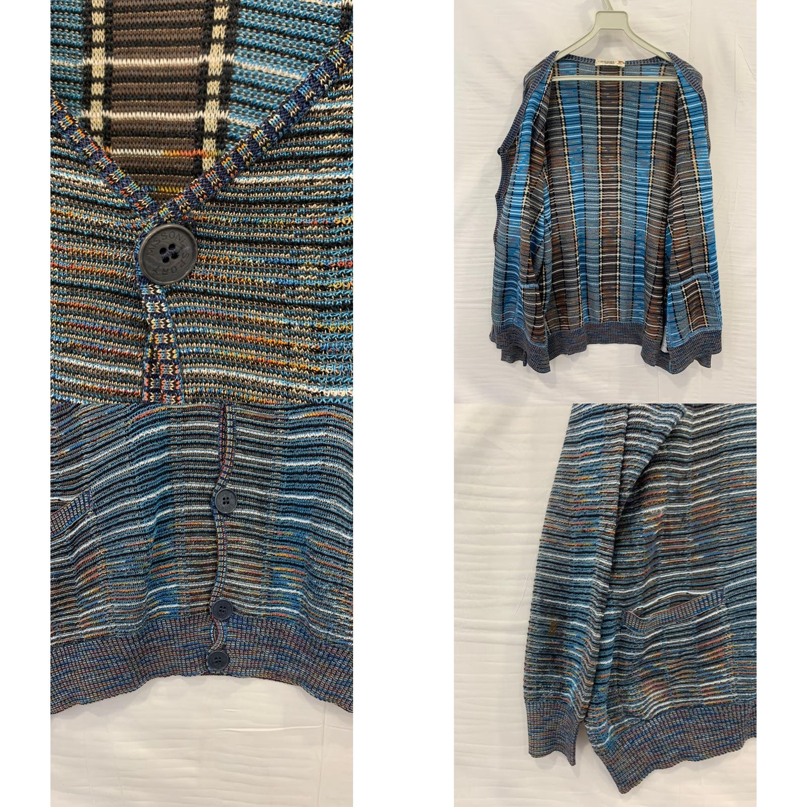 Missoni Missoni Sport Cardigan Sweater Italy Multicolor Knit Blue XL Men Adults 51 Chest Button Front Relaxed Knit Pattern 70% Cotton Rayon Nylon Green? Size US XL / EU 56 / 4 - 8 Thumbnail
