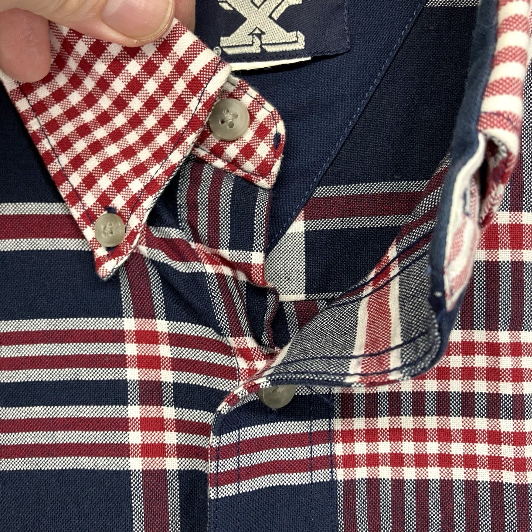 Wrangler VINTAGE Wrangler Shirt Men Large Plaid Western Button-Up 90s Retro Casual Cotton Navy Red White Size US L / EU 52-54 / 3 - 5 Thumbnail