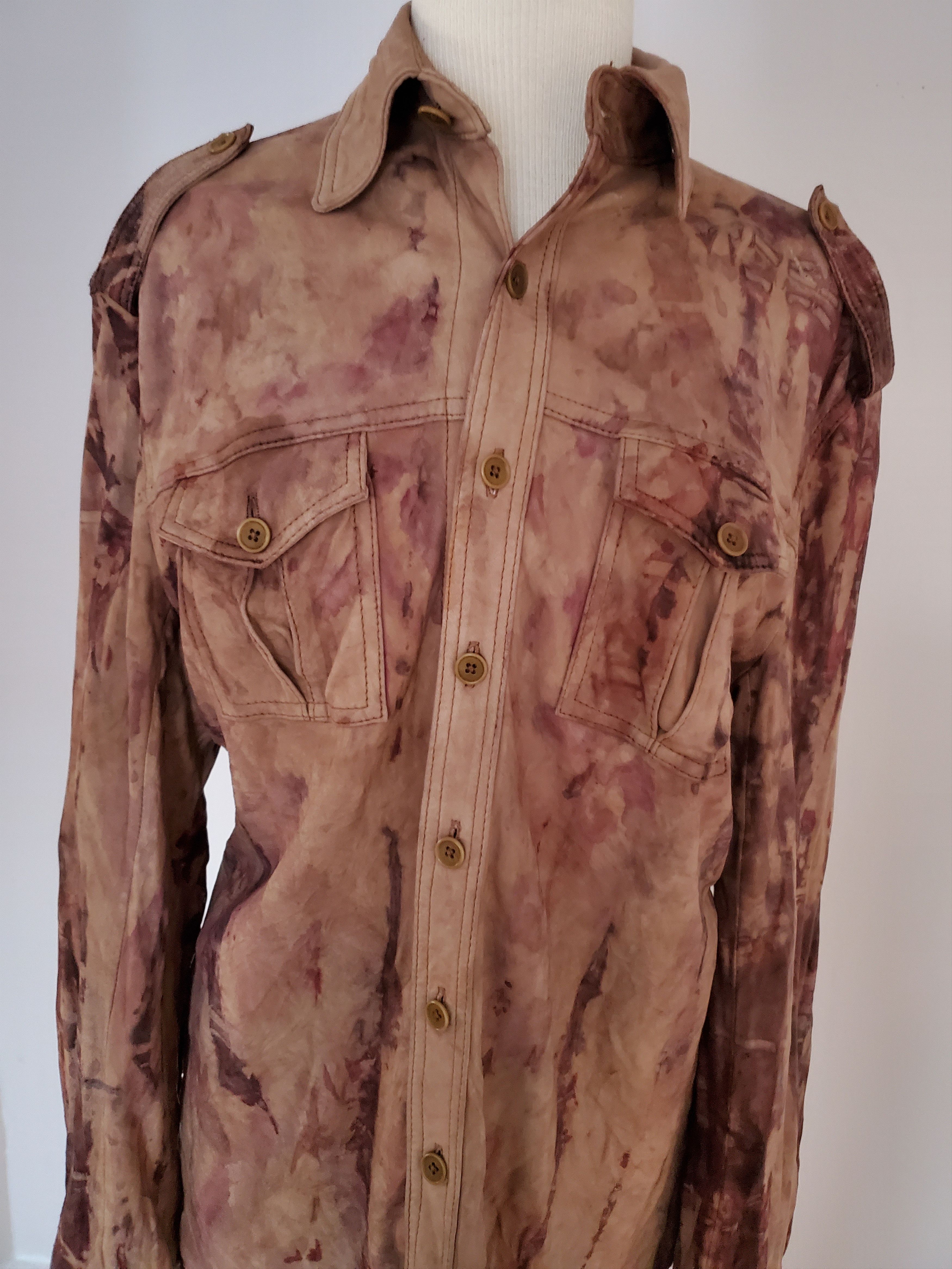 John Varvatos leather shirt tie dyed blazer beige brown cowboy Sm Med 50 Size US M / EU 48-50 / 2 - 5 Thumbnail