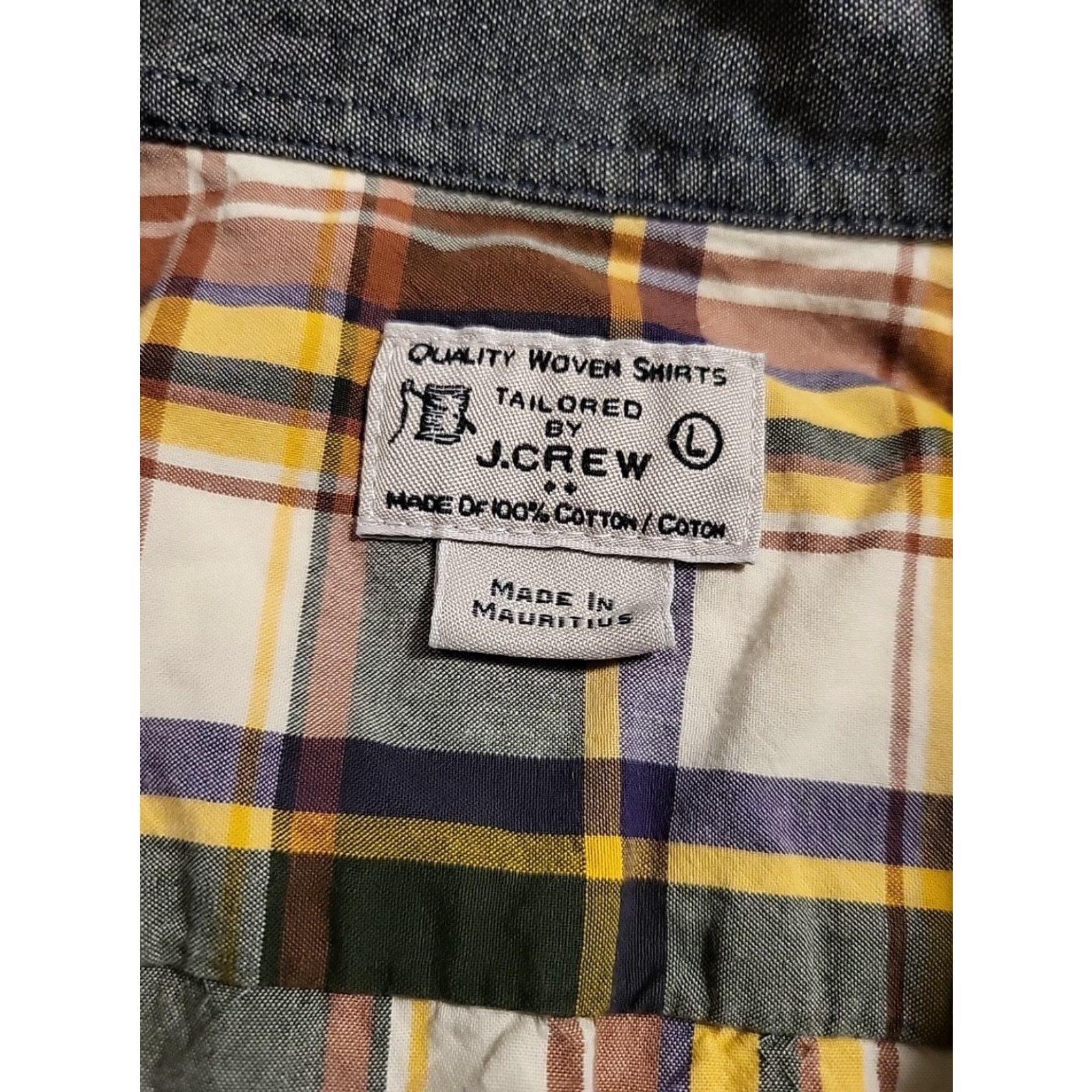 J.Crew J.CREW Tailored Button-Up Plaid Pocket Shirt Cotton Large 42/44" Multicolor Long Sleeve Classic Mens Size US L / EU 52-54 / 3 - 3 Thumbnail