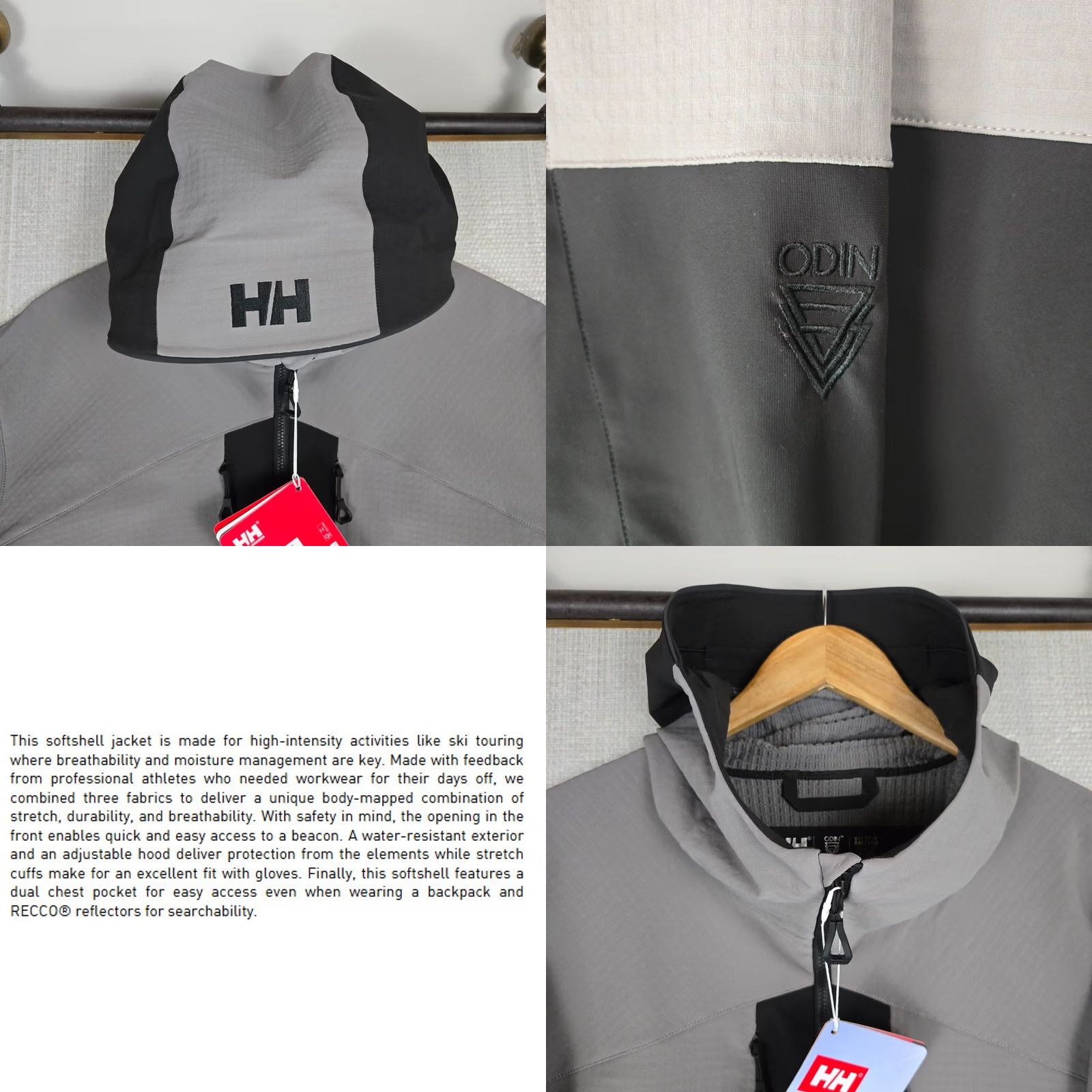 Helly Hansen Helly Hansen Jacket Mens 2XL Hooded Softshell RECCO Grid Fleece Lined Black Winter Ski Jacket Size US XXL / EU 58 / 5 - 10 Thumbnail