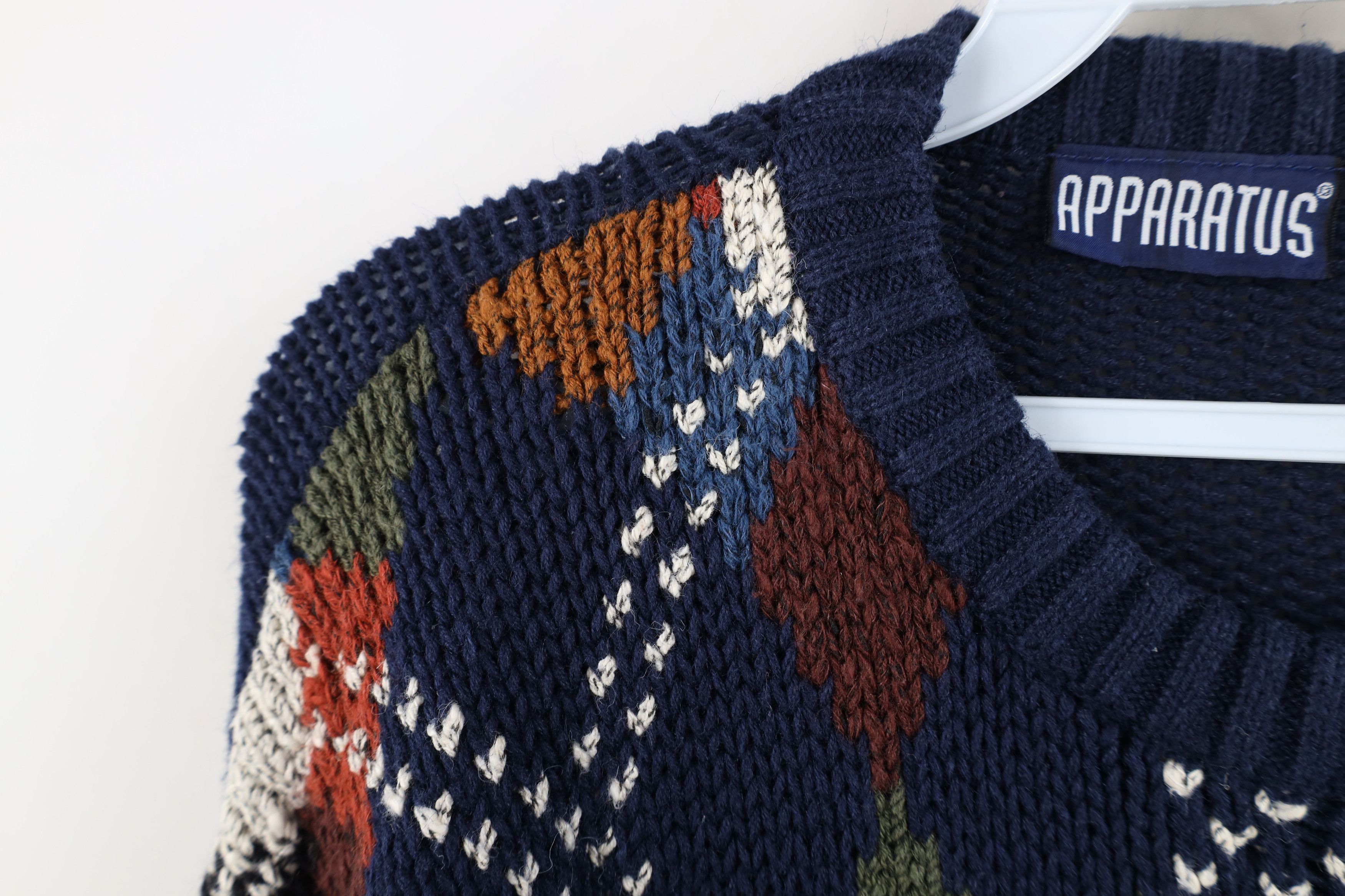 Vintage Vintage 90s Streetwear Diamond Chunky Ribbed Knit Sweater Size XL / US 12-14 / IT 48-50 - 8 Thumbnail
