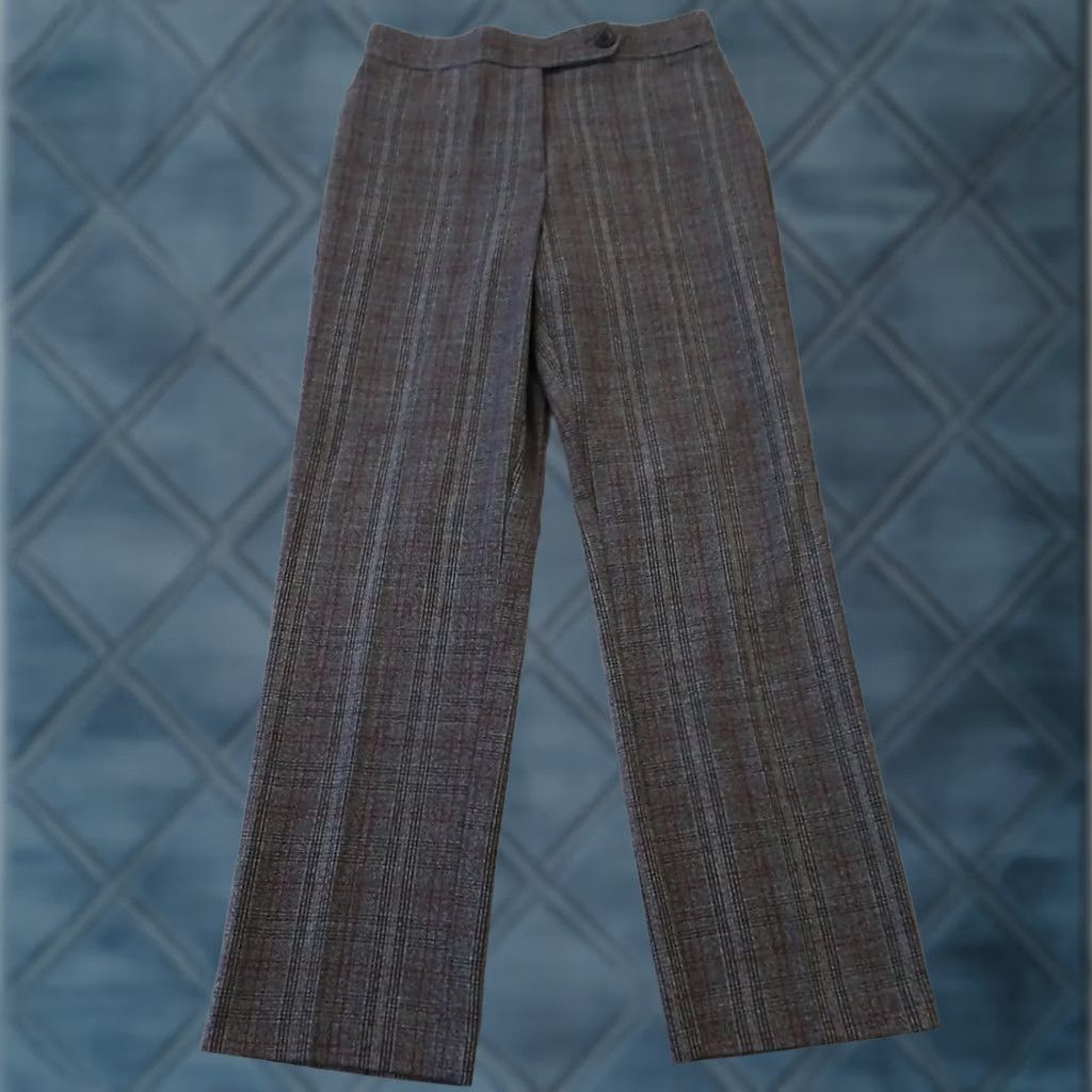 Vintage Dressbarn Dress Pants Womens Size 8 Gray Purple Plaid Pockets 29x30 High Rise Size 30" / US 8 / IT 44 - 1 Thumbnail
