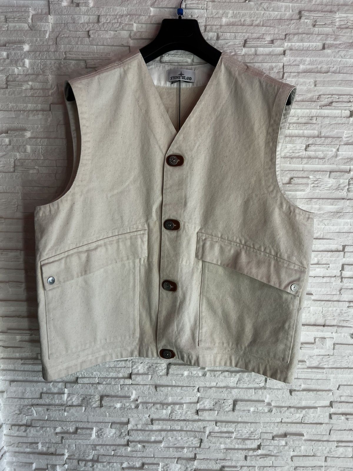 Stone Island Stone Island S.I. Raw Denim Vest XL Natural Cotton Gabardine Size US XL / EU 56 / 4 - 4 Thumbnail