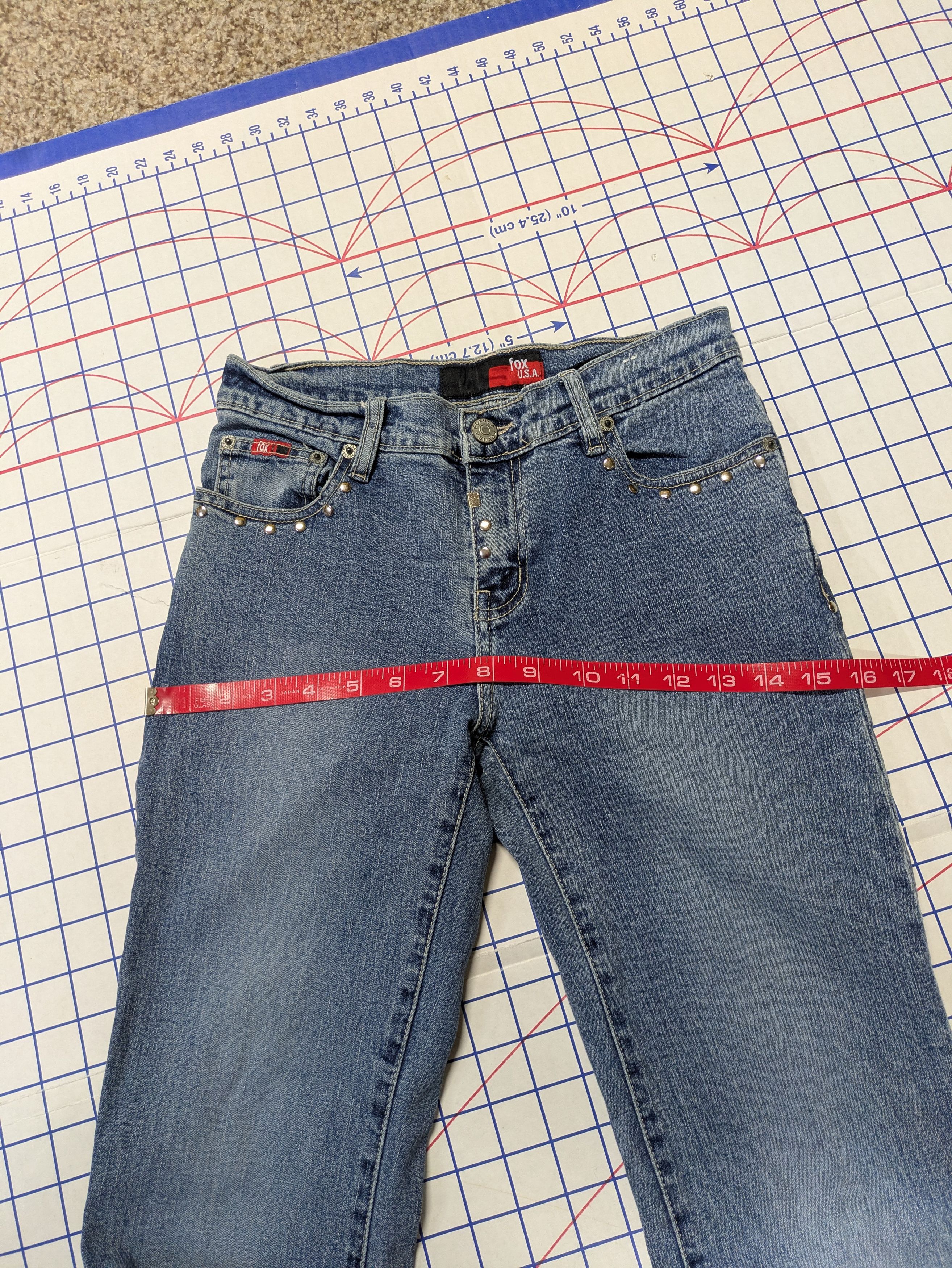 Japanese Brand Vintage Pierced Studded Emo Punk Flared Jeans by Fox size 1 Size 27" / US 4 / IT 40 - 12 Thumbnail
