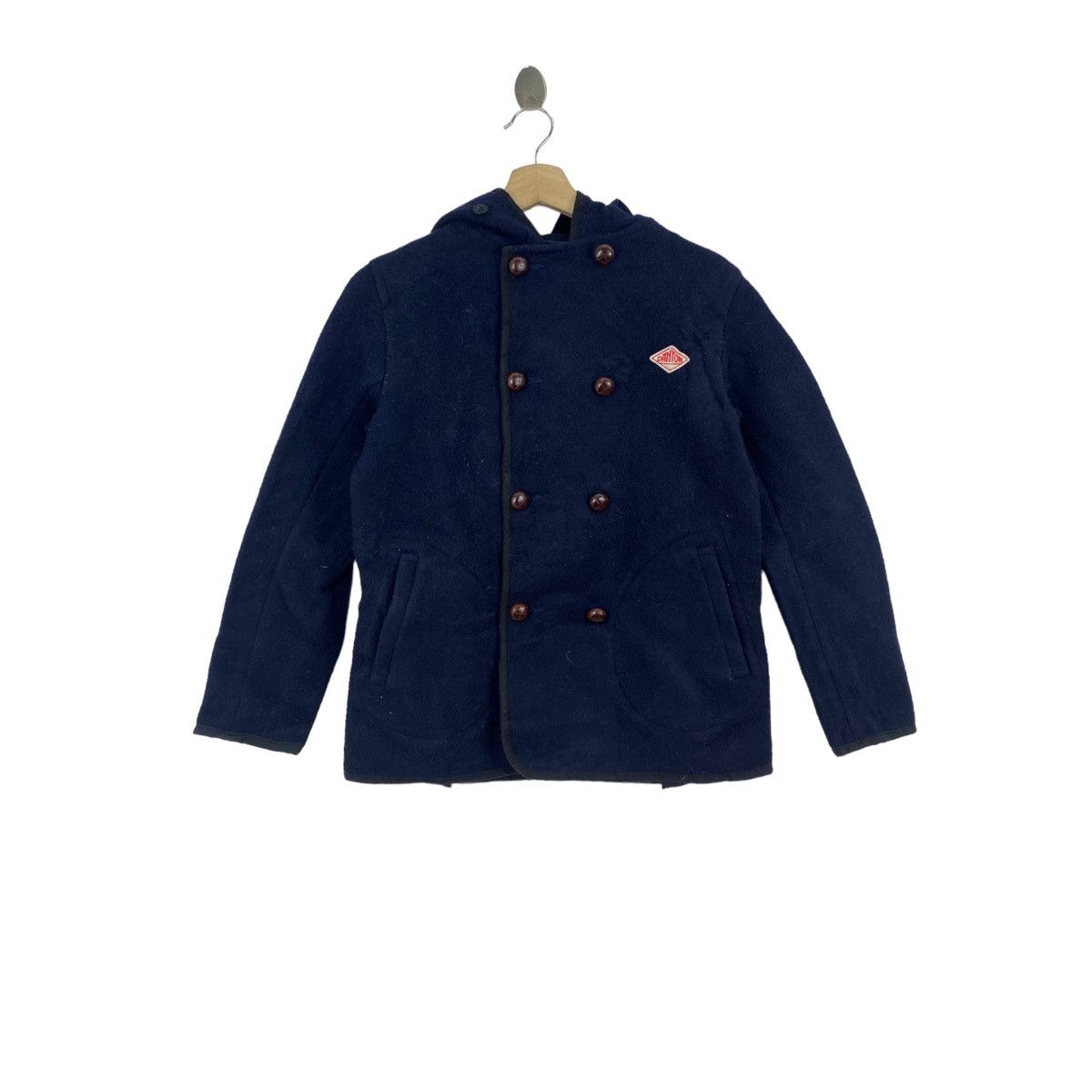 image of Danton Vetements De Travail Wool Hooded Coat in Navy, Men's (Size Small)