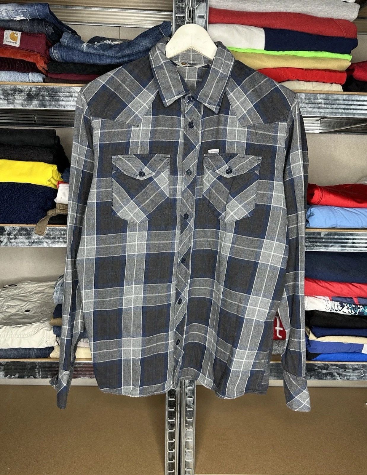 Carhartt Carhartt Men’s M Western Plaid Pattern Shirt Gray Workwear Size US M / EU 48-50 / 2 - 1 Thumbnail