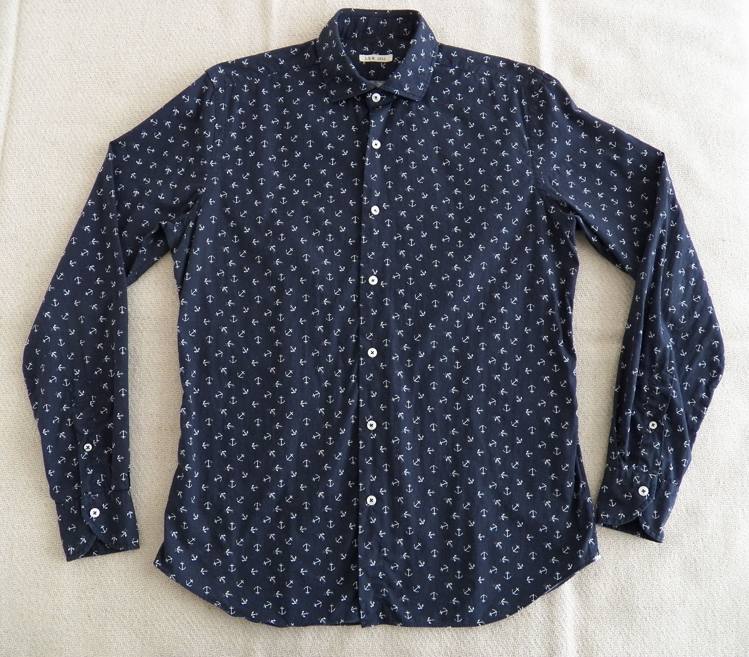 L.B.M. 1911 LBM 1911 Dress Shirt 40 15 3/4 15.5 washed cotton anchor Size US S / EU 44-46 / 1 - 1 Thumbnail