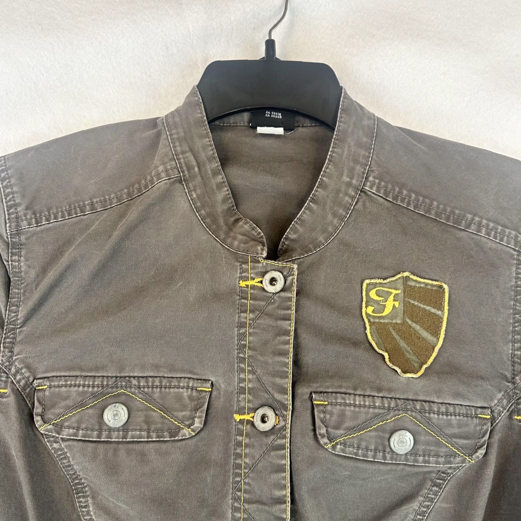 Fubu FUBU Jacket Womens 2XL Military Dark Shadow Embroidered Button Pockets Logo Casual Winter Spring Fall Gray Size XXL / US 16-18 / IT 52-54 - 5 Thumbnail