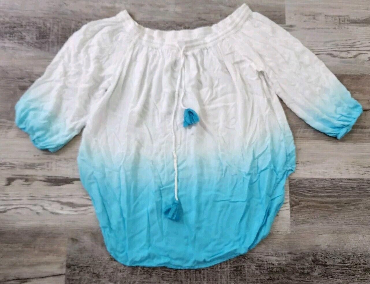 Saks Fifth Avenue Saks Fifth Avenue Top Medium Blue White Off The Shoulder Size M / US 6-8 / IT 42-44 - 1 Thumbnail