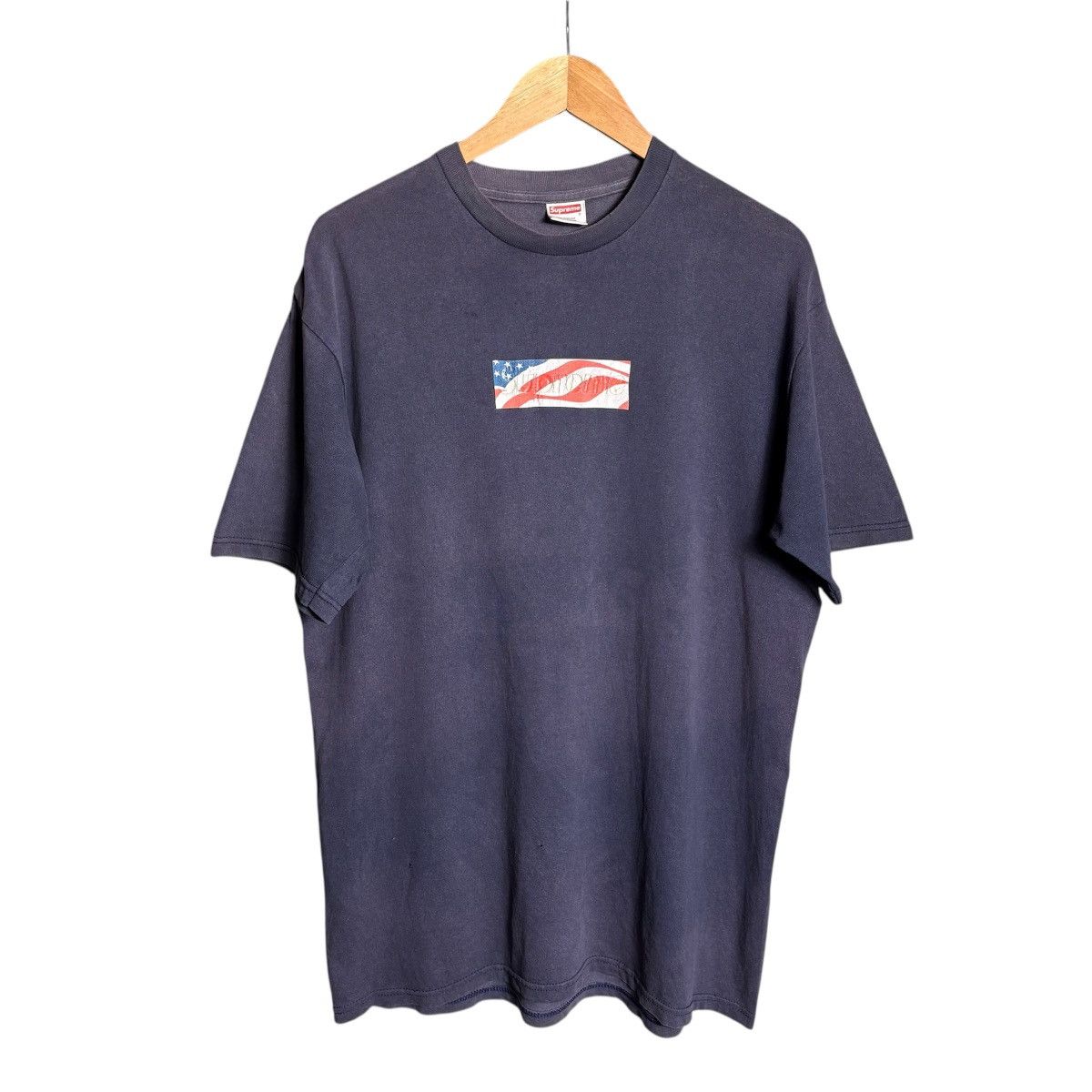 Supreme Box Logo 9/11 2001s Distressed T-Shirt / Navy USA
