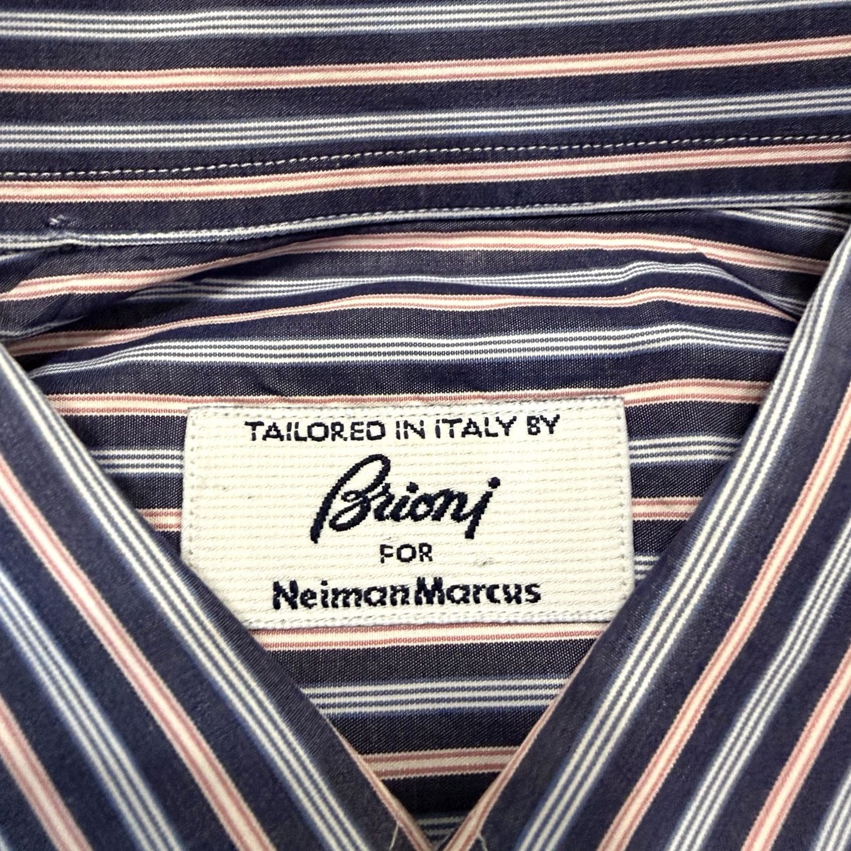 Brioni Brioni Dress Shirt Mens Large Blue Striped For Neiman Marcus Italy Luxury Size 42R - 5 Thumbnail