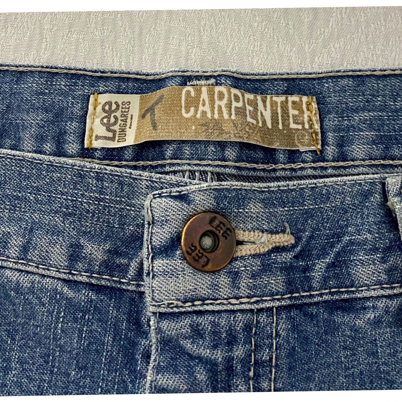 Lee Lee Dungarees Carpenter Denim Shorts Mens 34 Blue Medium Wash Raw Hem Jorts Y2K Size US 34 / EU 50 - 8 Thumbnail
