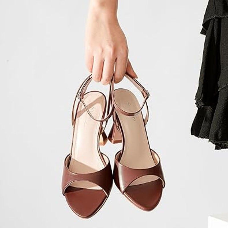 Other Susanny Women's Size 7.5 Brown Open Toe 4" Heel Sandals Size US 7.5 / IT 37.5 - 3 Thumbnail
