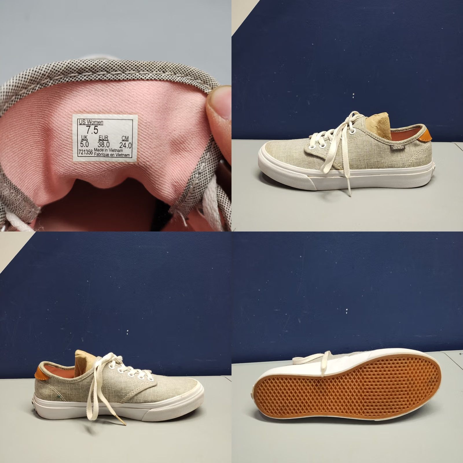 Vans VANS off the Wall Ultracush Flats Sneakers Womens 7.5 Gray White Lace Up 721356 Size US 8 / IT 38 - 8 Thumbnail