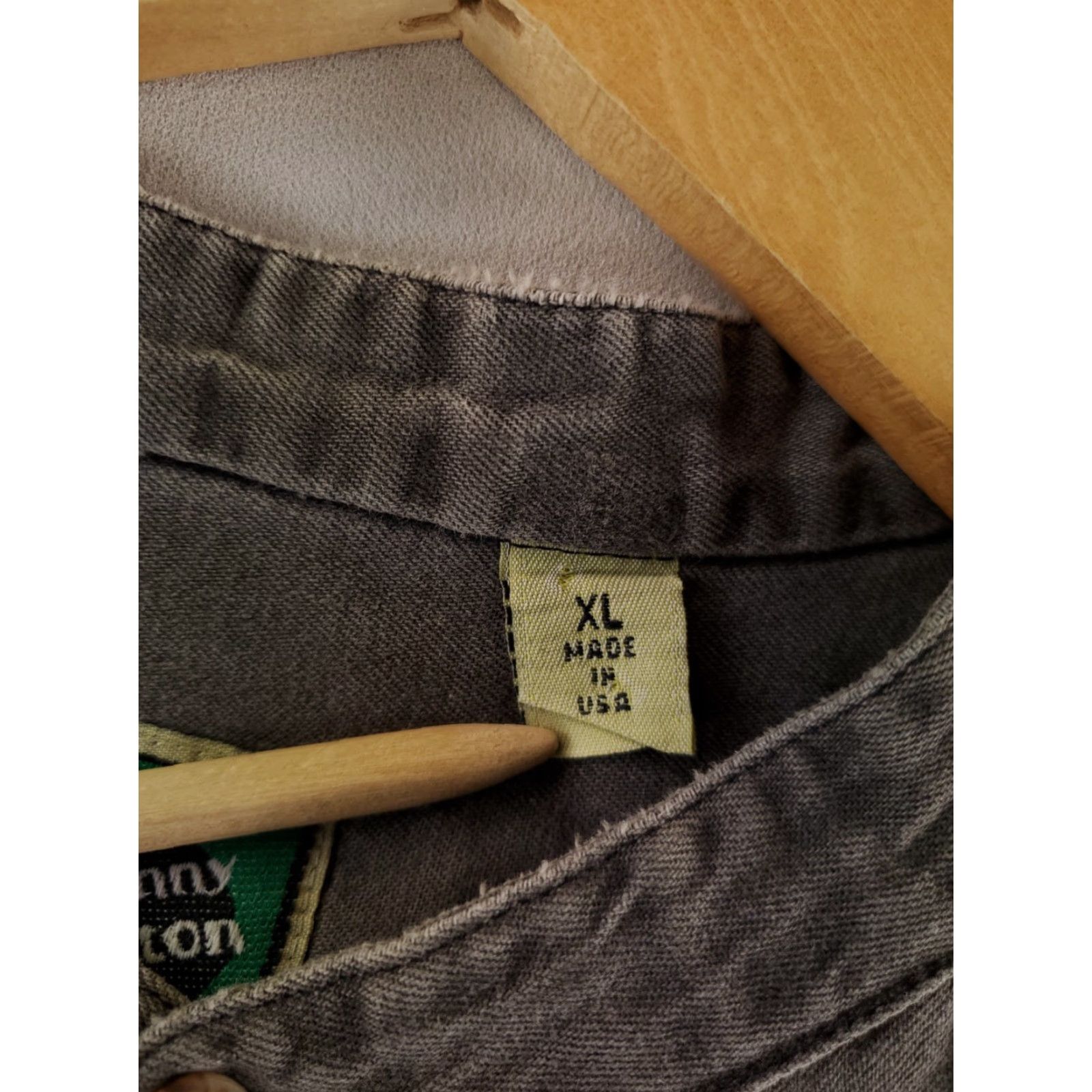Vintage VINTAGE Johnny Cotton Chambray Button Up Shirt Banded Collar Gray Made USA Mens XL Shirt Size US XL / EU 56 / 4 - 3 Thumbnail