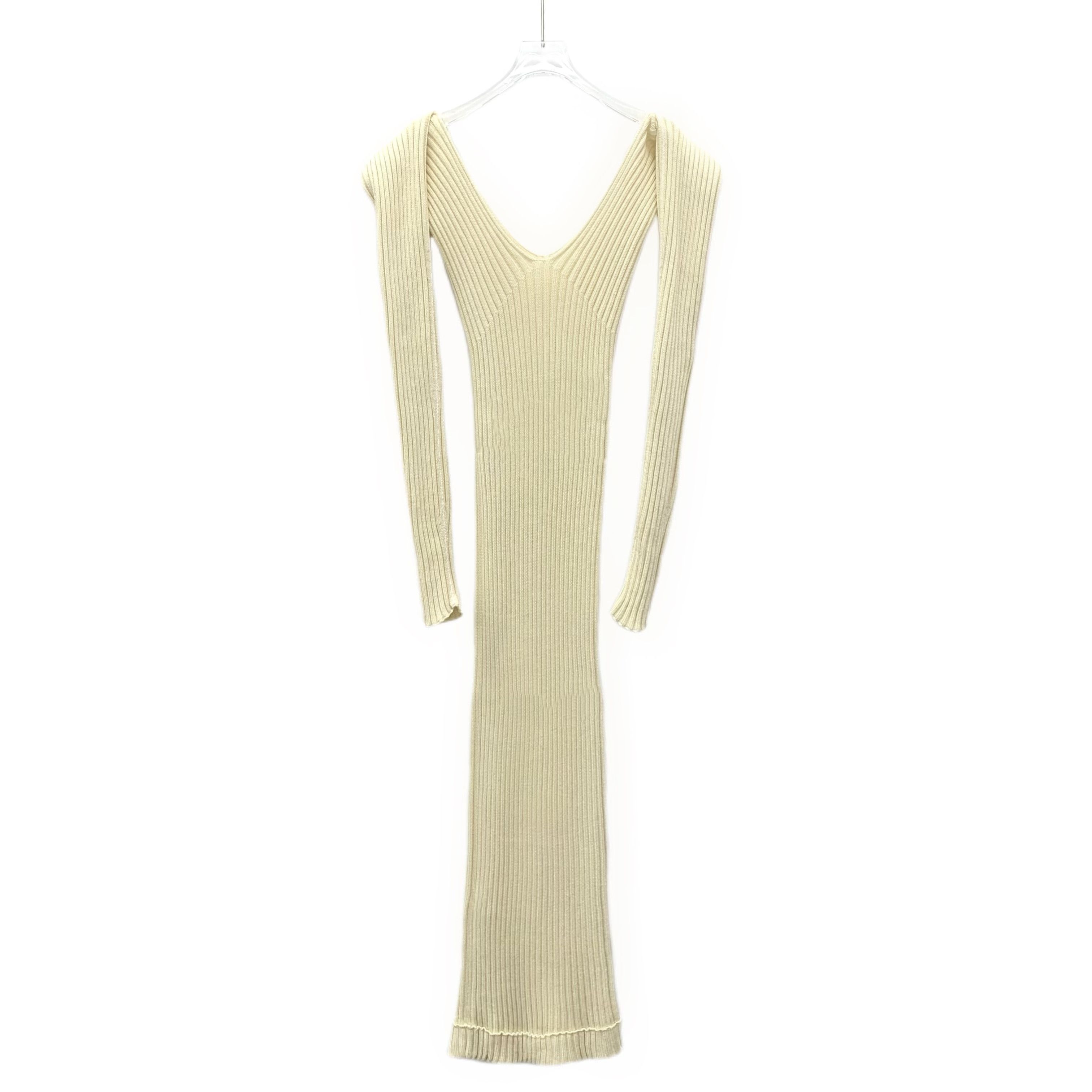 Celine Celine V-Neck Cotton Knit Dress Light Yellow (M) Size M / US 6-8 / IT 42-44 - 2 Thumbnail