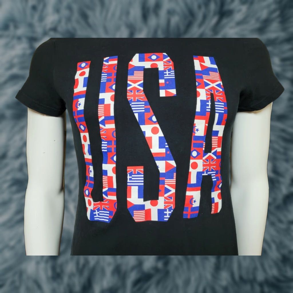 Adidas Womens Adidas USA International Flags Athletic Gym Workout T Shirt Medium Black Short Sleeve Round Neck Casual Womens Size M / US 6-8 / IT 42-44 - 1 Thumbnail