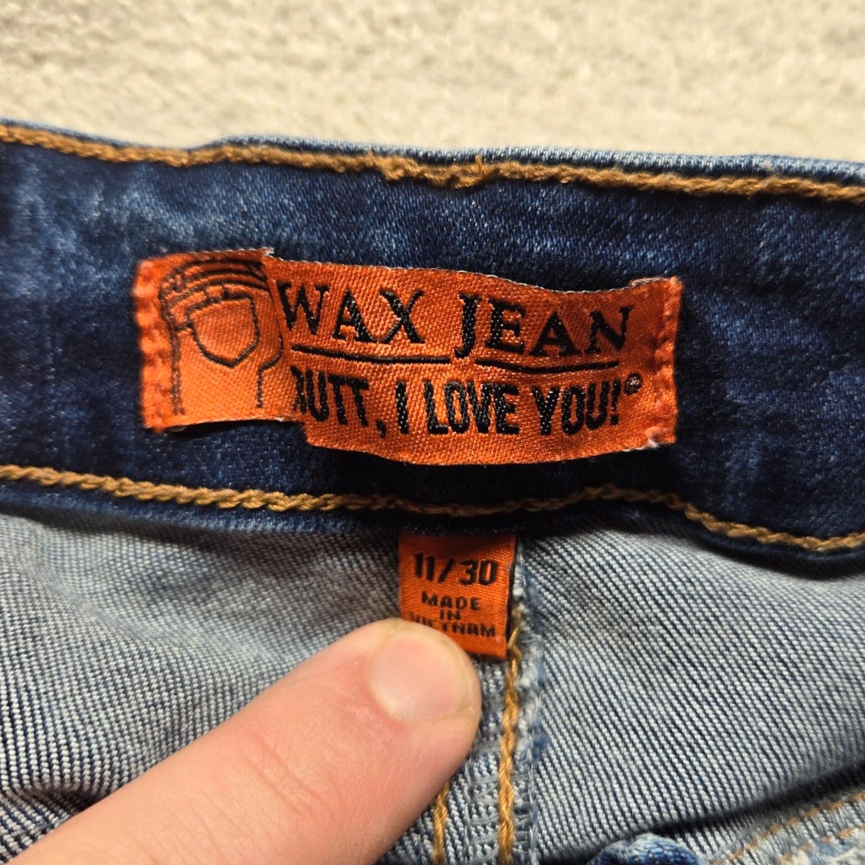Denime Wax Jean Jeans Adult 11 / 30 Distressed Denim Blue Women's USA Size 32" / US 10 / IT 46 - 3 Thumbnail