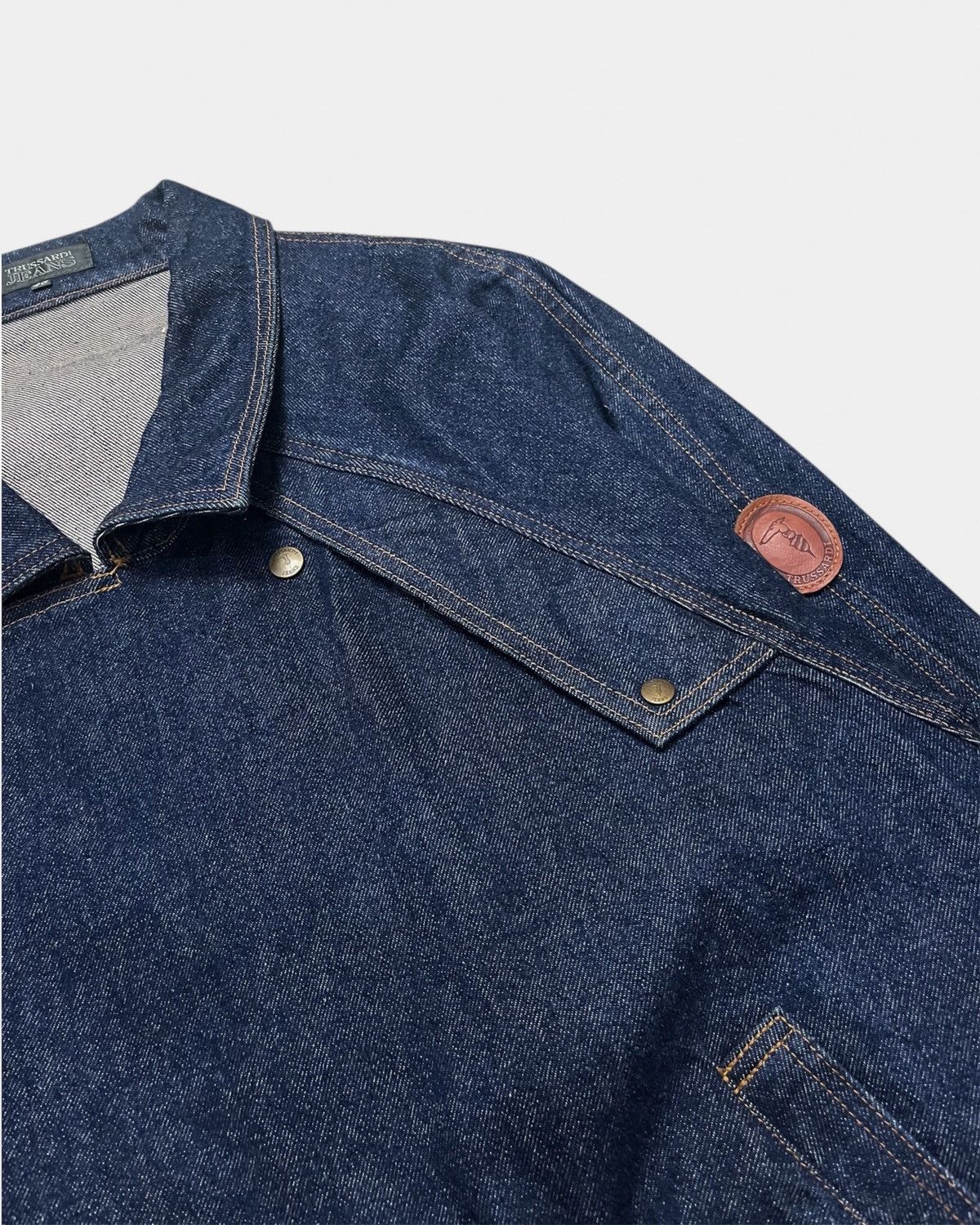 Trussardi 1980s Double Breasted Japanese Denim Blouson Jacket Size US XL / EU 56 / 4 - 6 Thumbnail