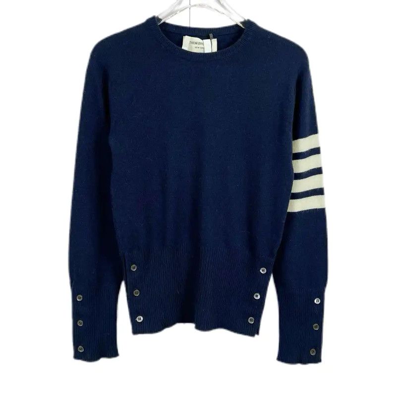 Thom Browne Thom Browne Blue Cashmere Sweater for Women 0089 Size M / US 6-8 / IT 42-44 - 1 Thumbnail