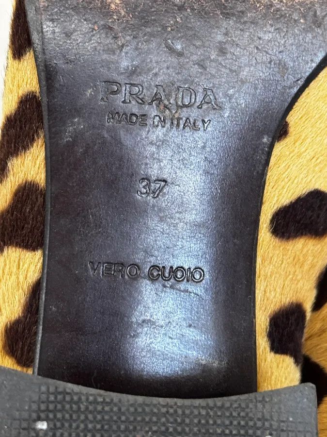 Prada 1990s Prada Leopard Block Heel Pony Hair Loafers Size US 6 / IT 36 - 9 Thumbnail