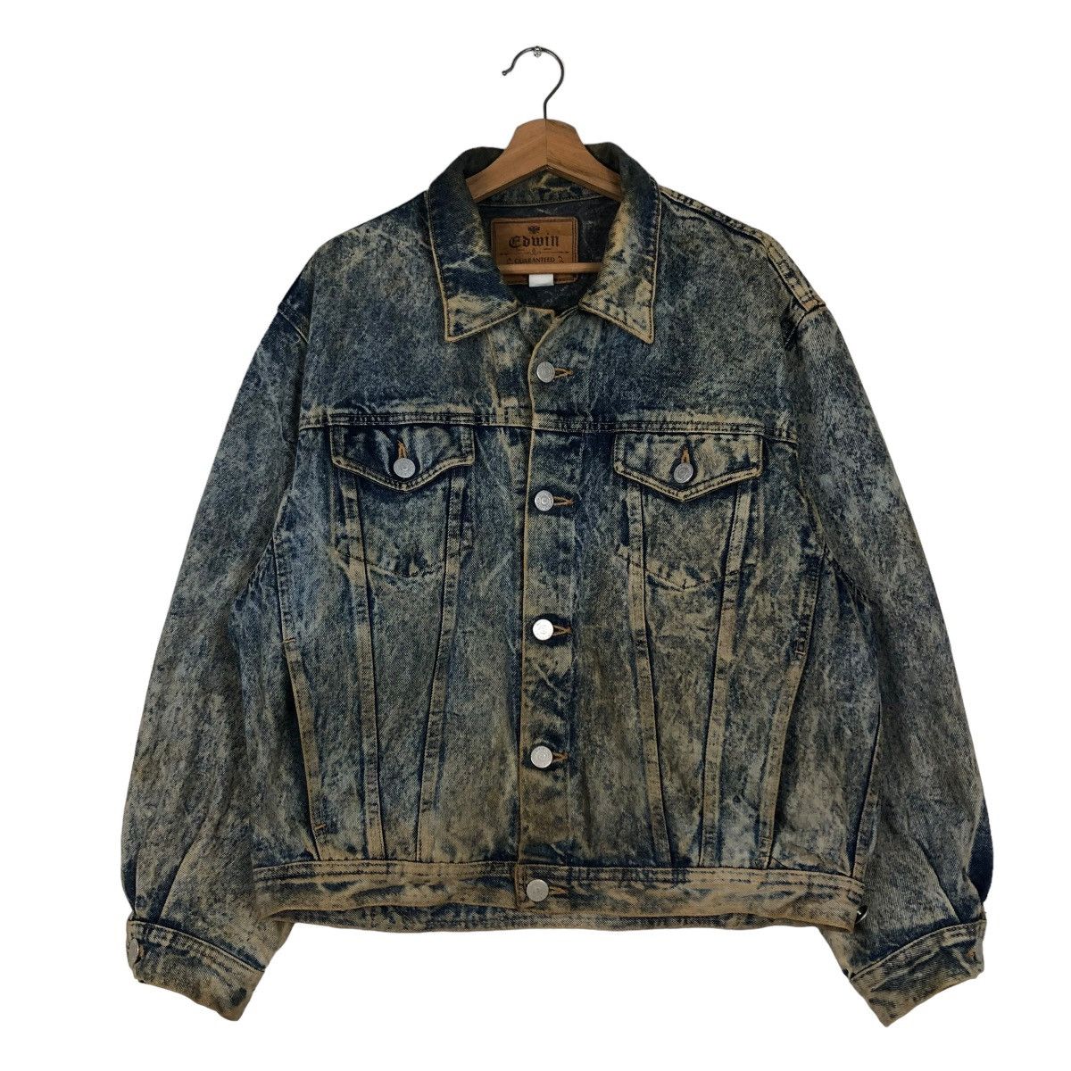Edwin 📌VINTAGE RUSTY BIKER DENIM JACKET TRUCKER EDWIN Size US L / EU 52-54 / 3 - 2 Thumbnail