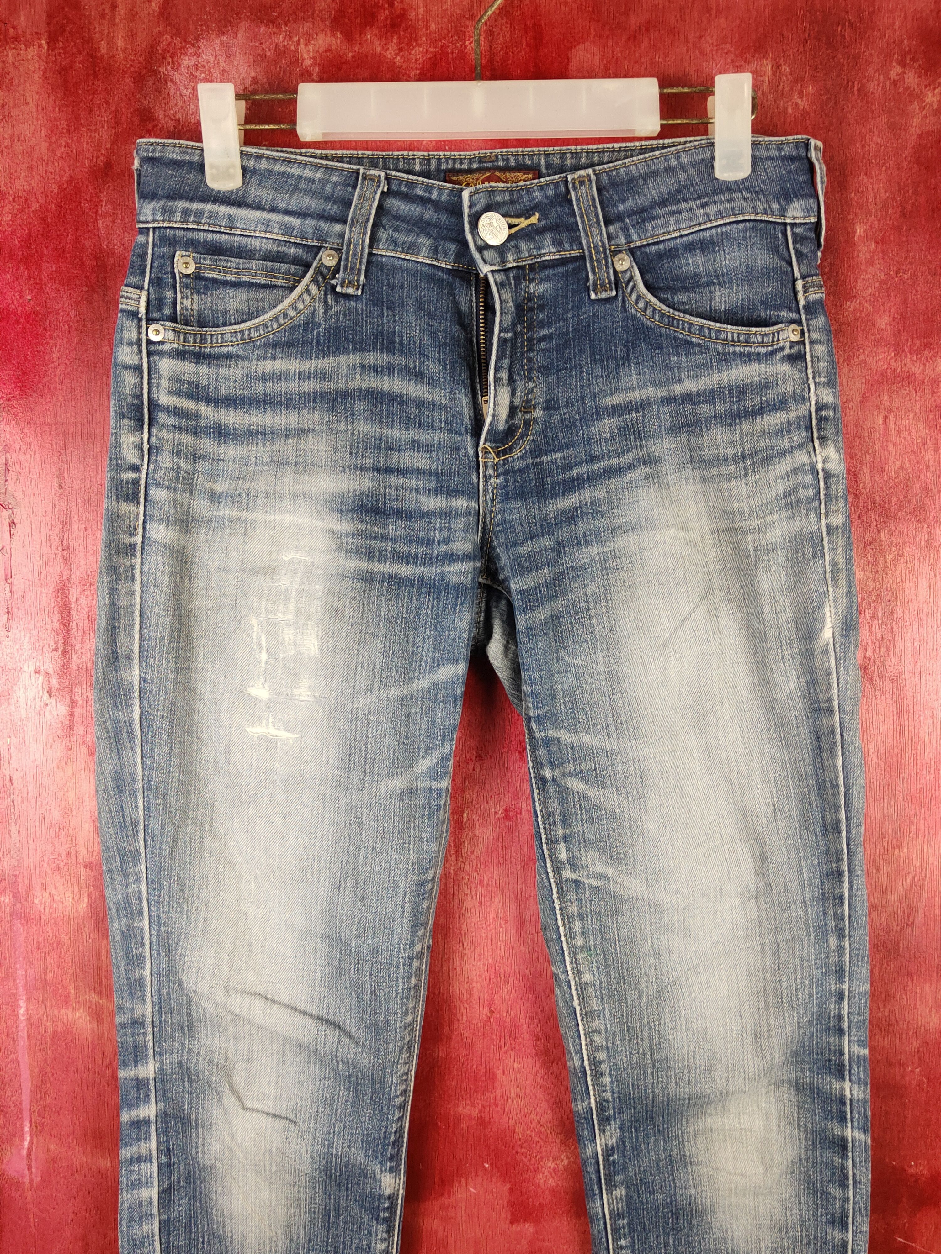 Edwin Something - Edwin Blue Faded Distressed Ripped Jeans #S1808 Size 29" - 2 Thumbnail