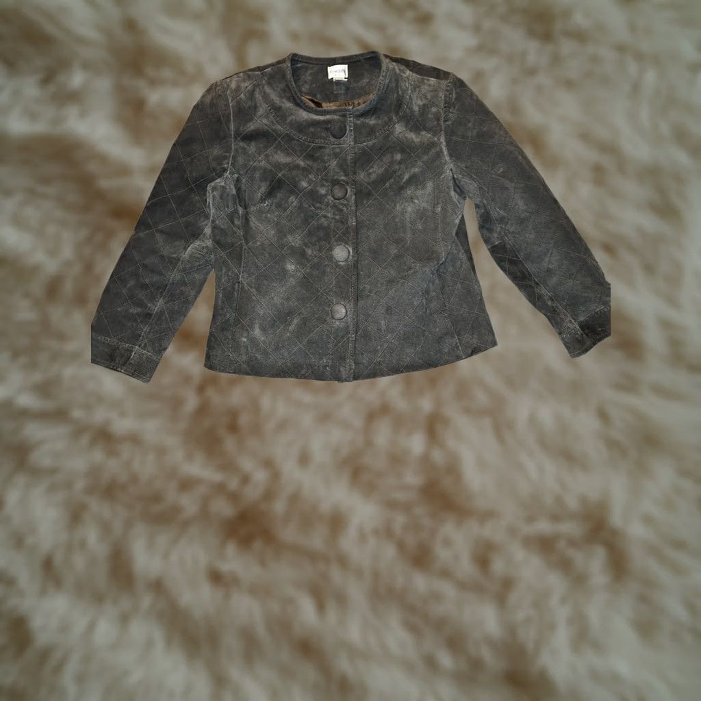 Vintage Chico'S Jacket Womens 2 Brown Leather Women Diamond Full Snap Shoulder Pads Size XS / US 0-2 / IT 36-38 - 1 Thumbnail