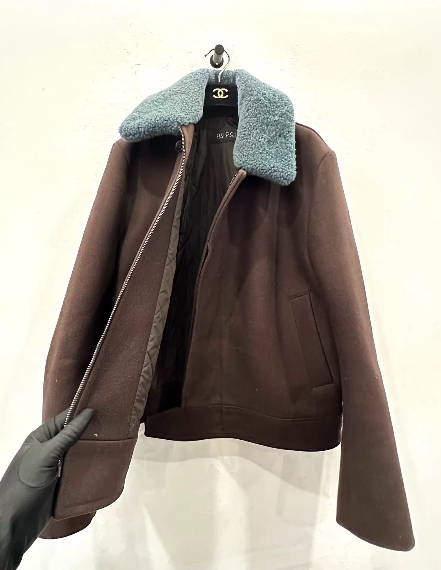 Gucci Gucci men's burgundy wool fur collar jacket Size US M / EU 48-50 / 2 - 3 Thumbnail